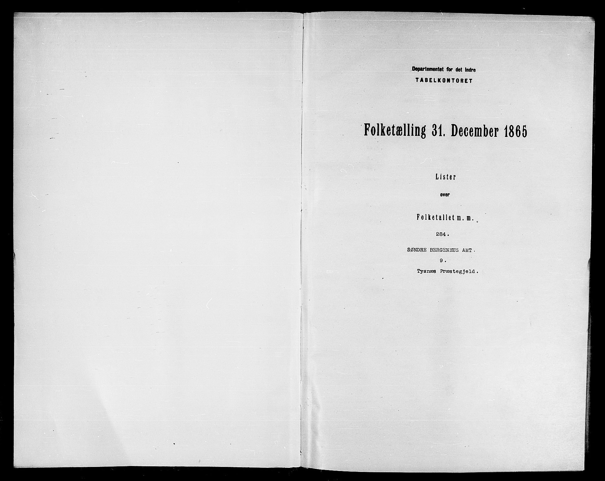 RA, Folketelling 1865 for 1223P Tysnes prestegjeld, 1865, s. 3