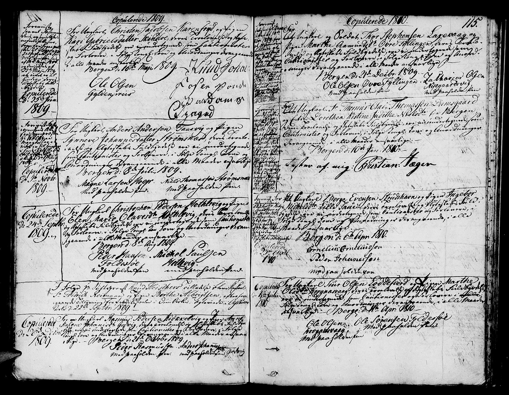 Askøy Sokneprestembete, AV/SAB-A-74101/H/Ha/Haa/Haaa/L0002: Ministerialbok nr. A 2, 1801-1818, s. 115