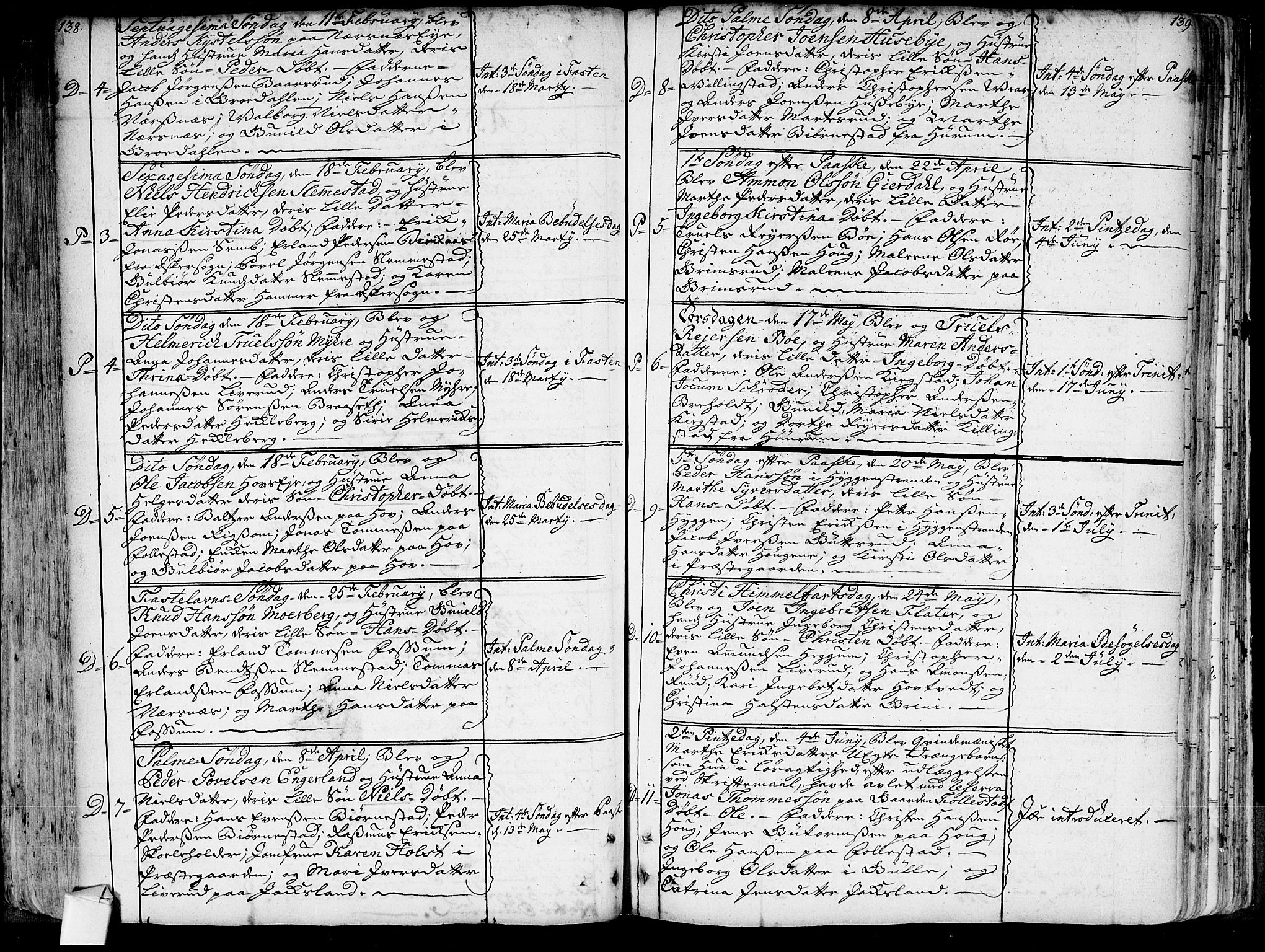 Røyken kirkebøker, SAKO/A-241/G/Ga/L0001: Klokkerbok nr. 1, 1740-1768, s. 138-139