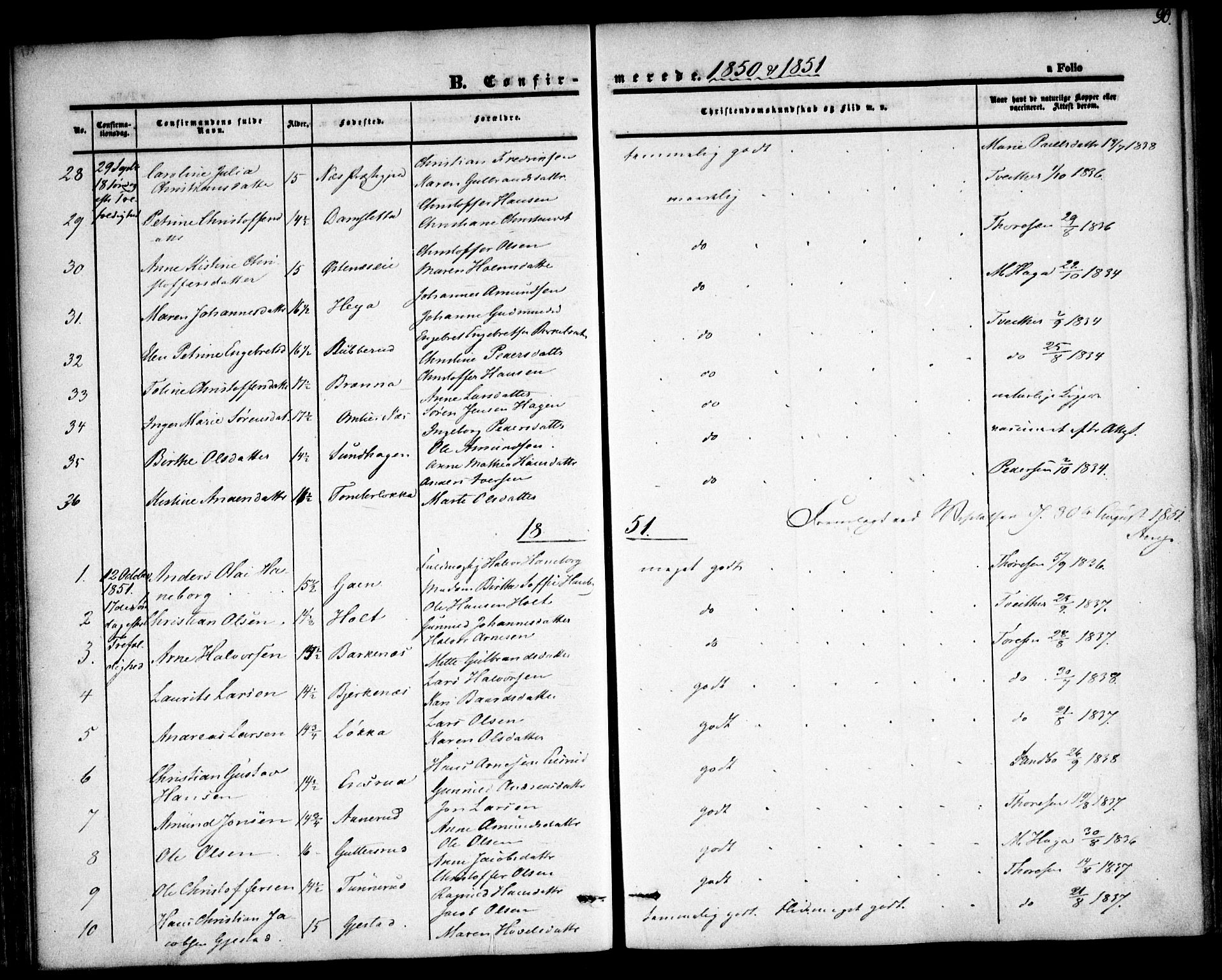 Fet prestekontor Kirkebøker, AV/SAO-A-10370a/F/Fa/L0010: Ministerialbok nr. I 10, 1847-1859, s. 90
