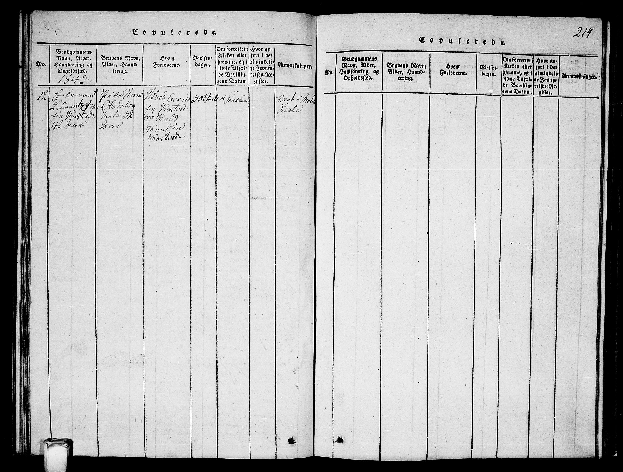 Vinje kirkebøker, SAKO/A-312/G/Ga/L0001: Klokkerbok nr. I 1, 1814-1843, s. 214