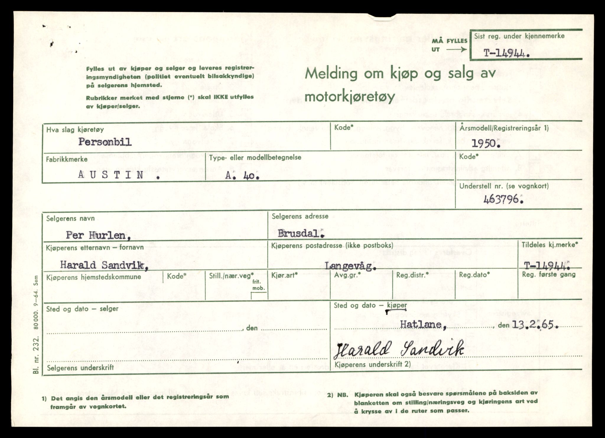 Møre og Romsdal vegkontor - Ålesund trafikkstasjon, AV/SAT-A-4099/F/Fe/L0049: Registreringskort for kjøretøy T 14864 - T 18613, 1927-1998, s. 1853
