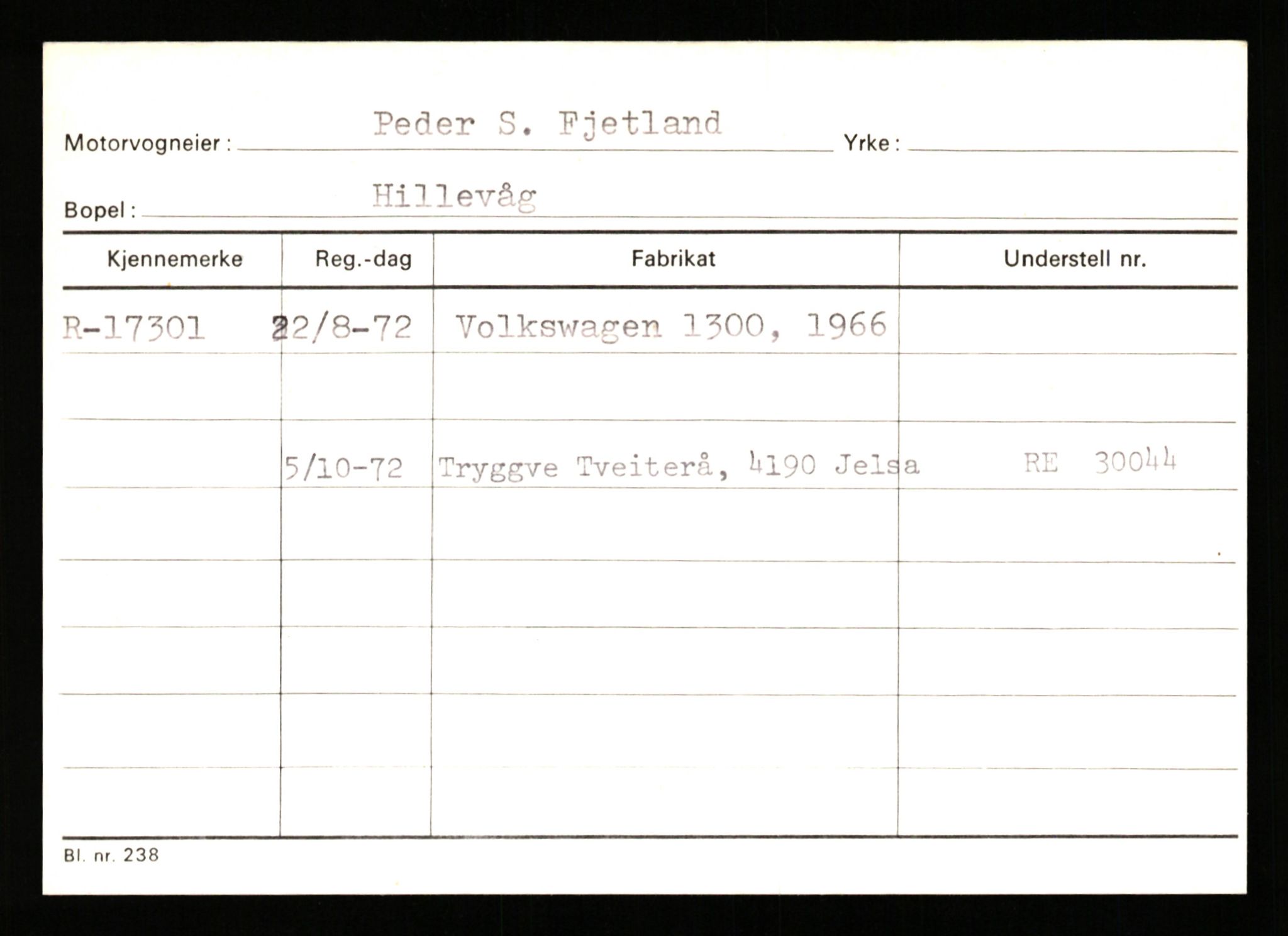 Stavanger trafikkstasjon, SAST/A-101942/0/G/L0004: Registreringsnummer: 15497 - 22957, 1930-1971, s. 929