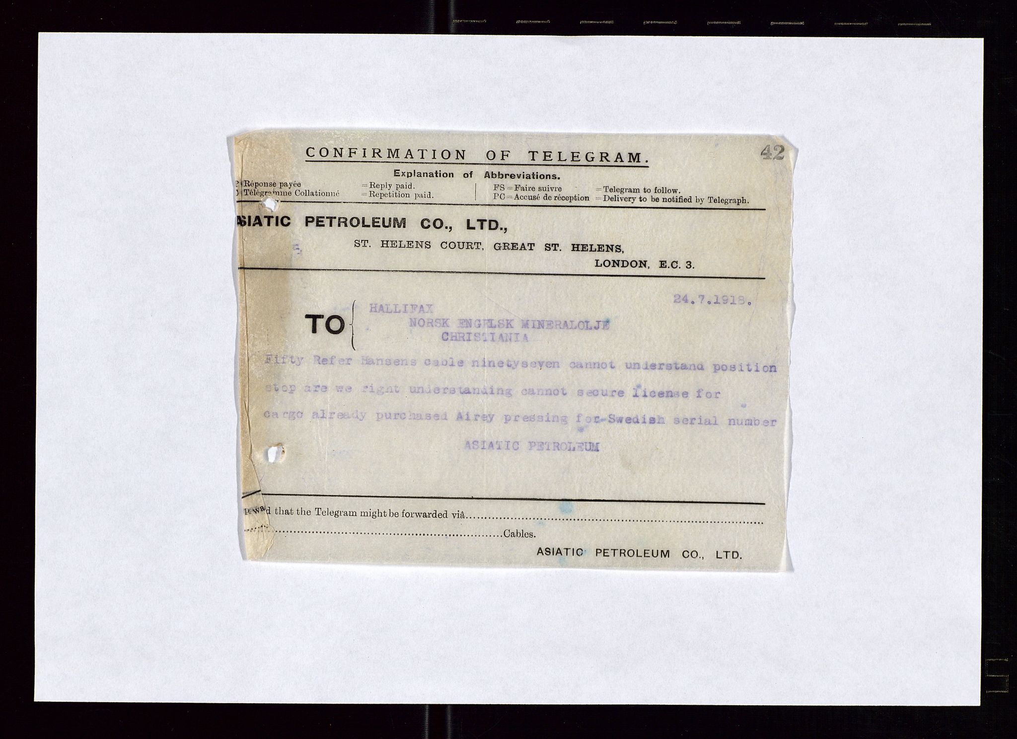 Pa 1521 - A/S Norske Shell, AV/SAST-A-101915/E/Ea/Eaa/L0005: Sjefskorrespondanse, 1918, s. 373