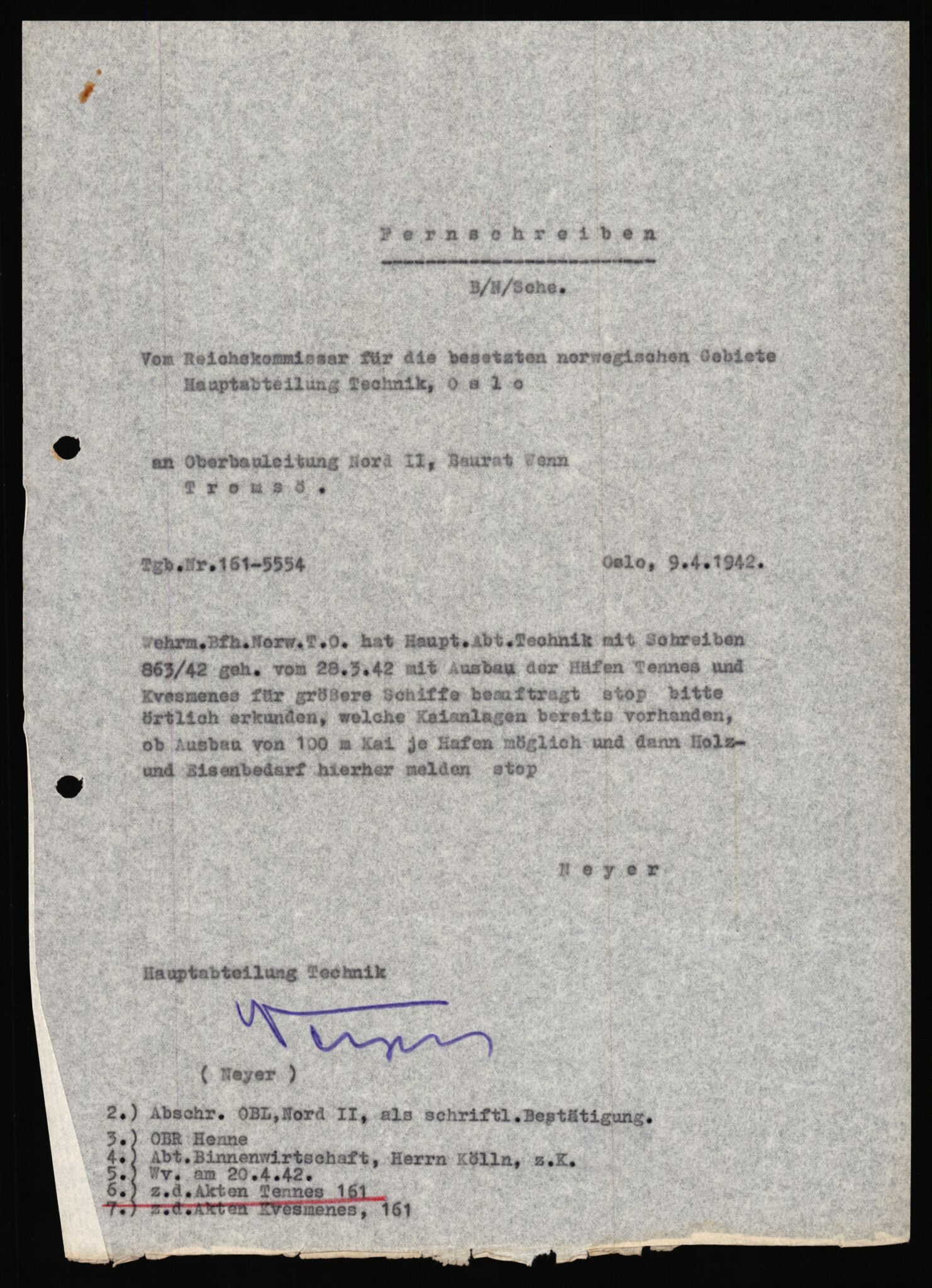 Tyske arkiver, Organisation Todt (OT), Einsatzgruppe Wiking, AV/RA-RAFA-2188/1/E/E6/E6a/L0008: 4. Oberbauleitung Narvik: Arkivkode 451-483, 1940-1945, s. 78