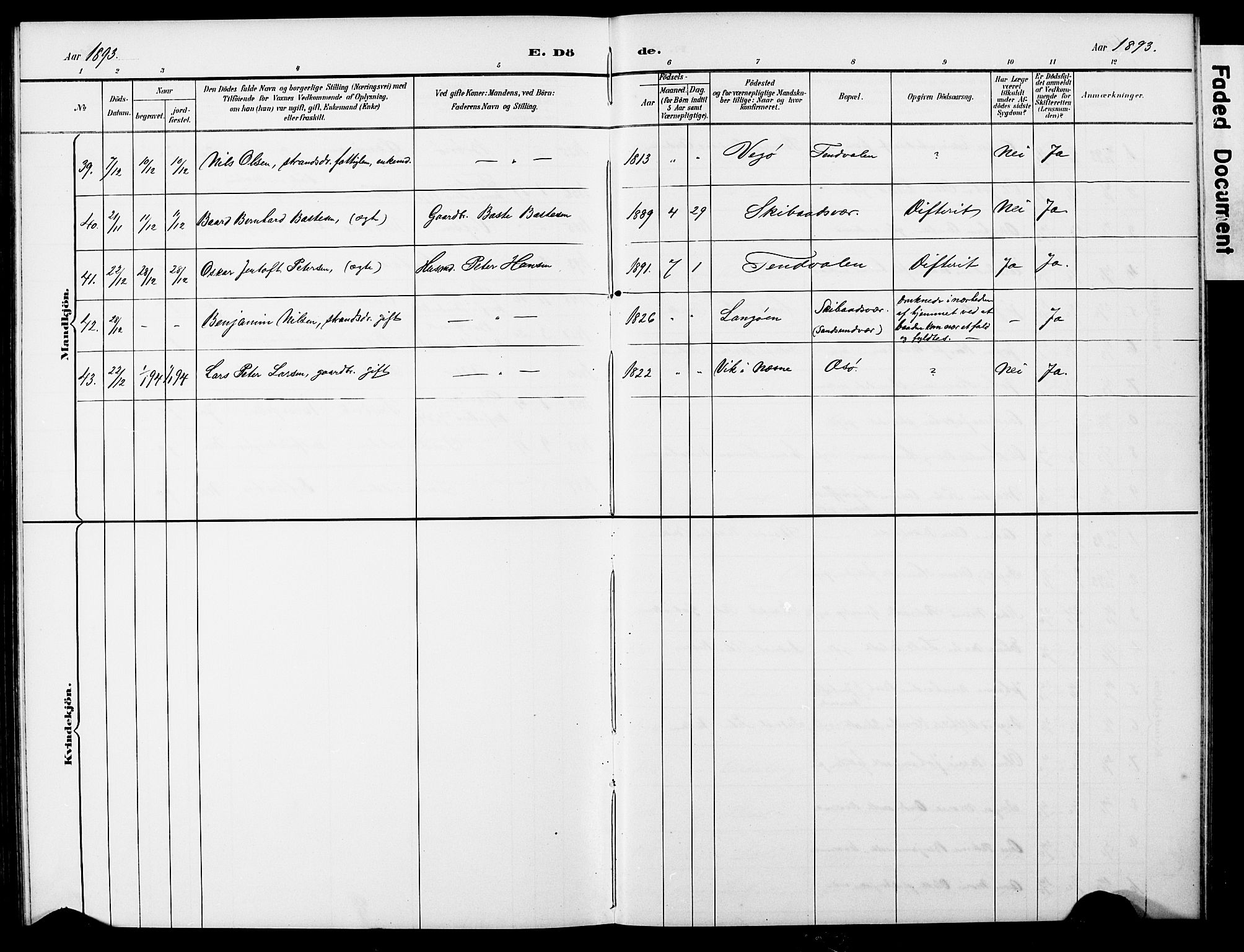 Ministerialprotokoller, klokkerbøker og fødselsregistre - Nordland, SAT/A-1459/834/L0514: Klokkerbok nr. 834C05, 1893-1901