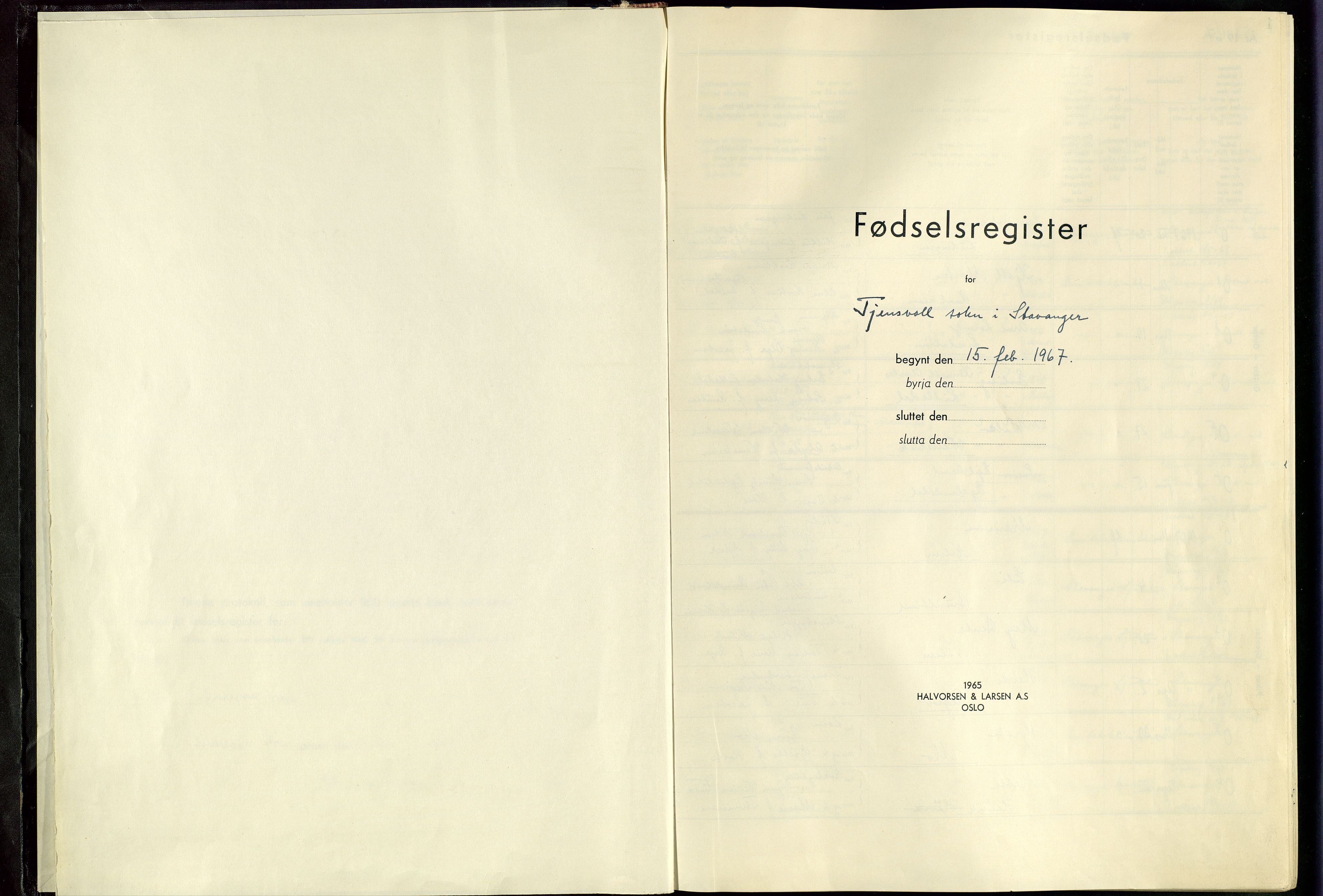 Tjensvoll sokneprestkontor, SAST/A-101831/70/704BA/L0001: Fødselsregister nr. 1, 1967-1982
