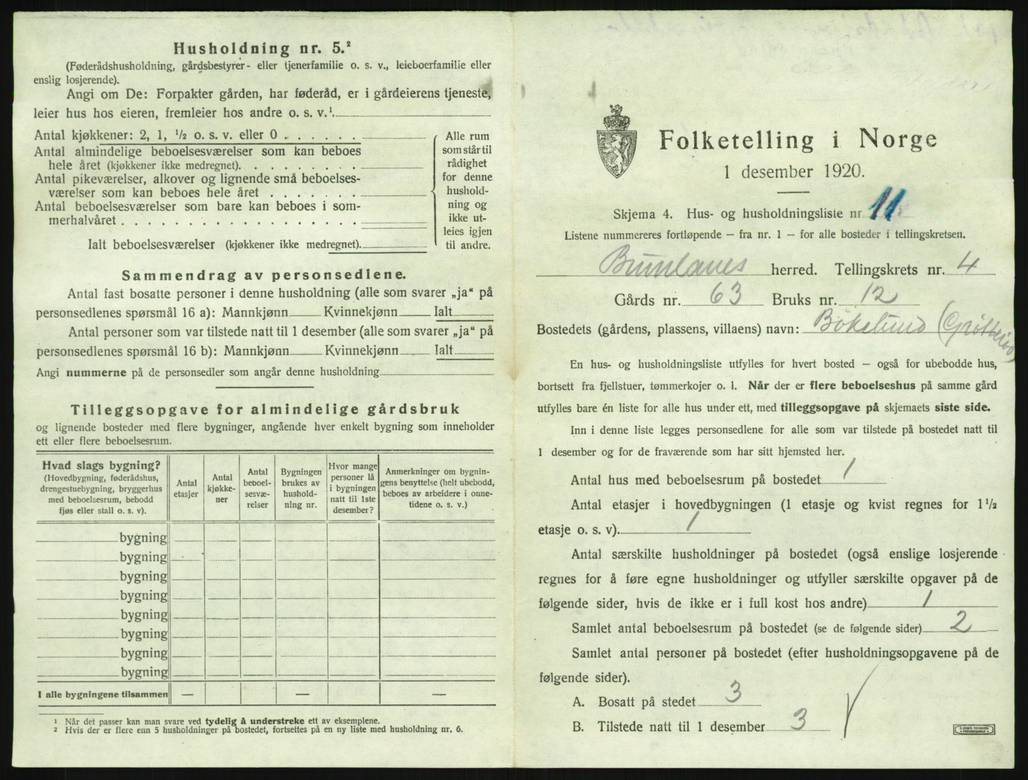 SAKO, Folketelling 1920 for 0726 Brunlanes herred, 1920, s. 741