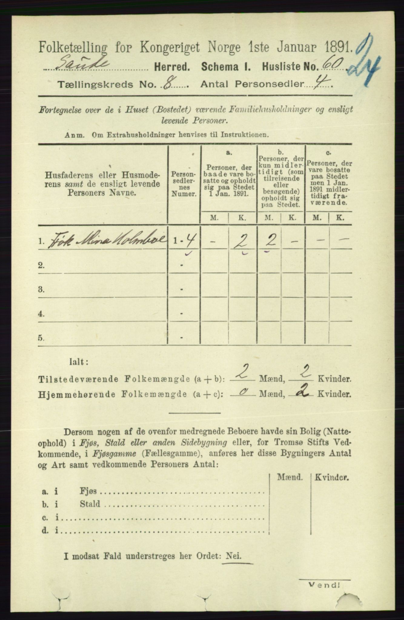 RA, Folketelling 1891 for 0822 Sauherad herred, 1891, s. 2319