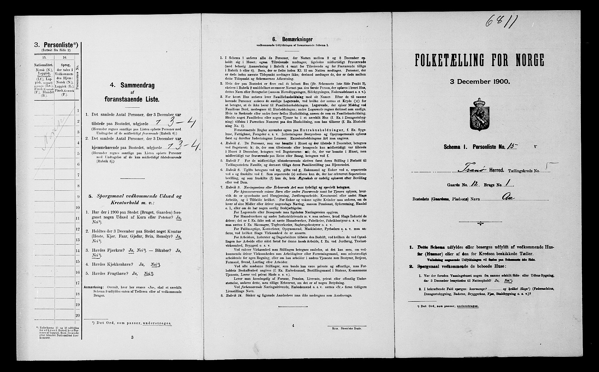 SATØ, Folketelling 1900 for 1927 Tranøy herred, 1900, s. 98