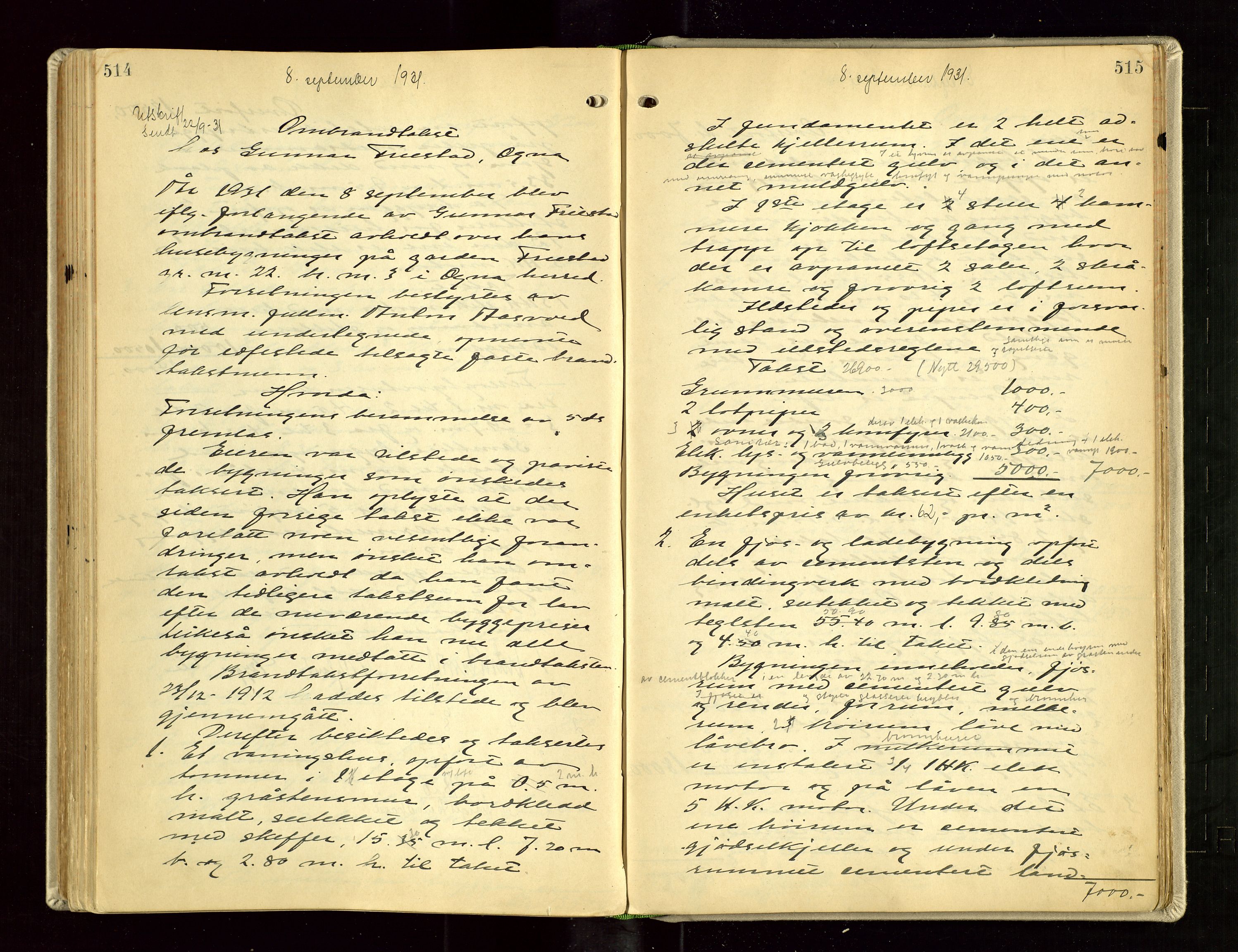 Eigersund lensmannskontor, AV/SAST-A-100171/Goa/L0005: "Branntakstprotokoll", 1921-1936, s. 514-515