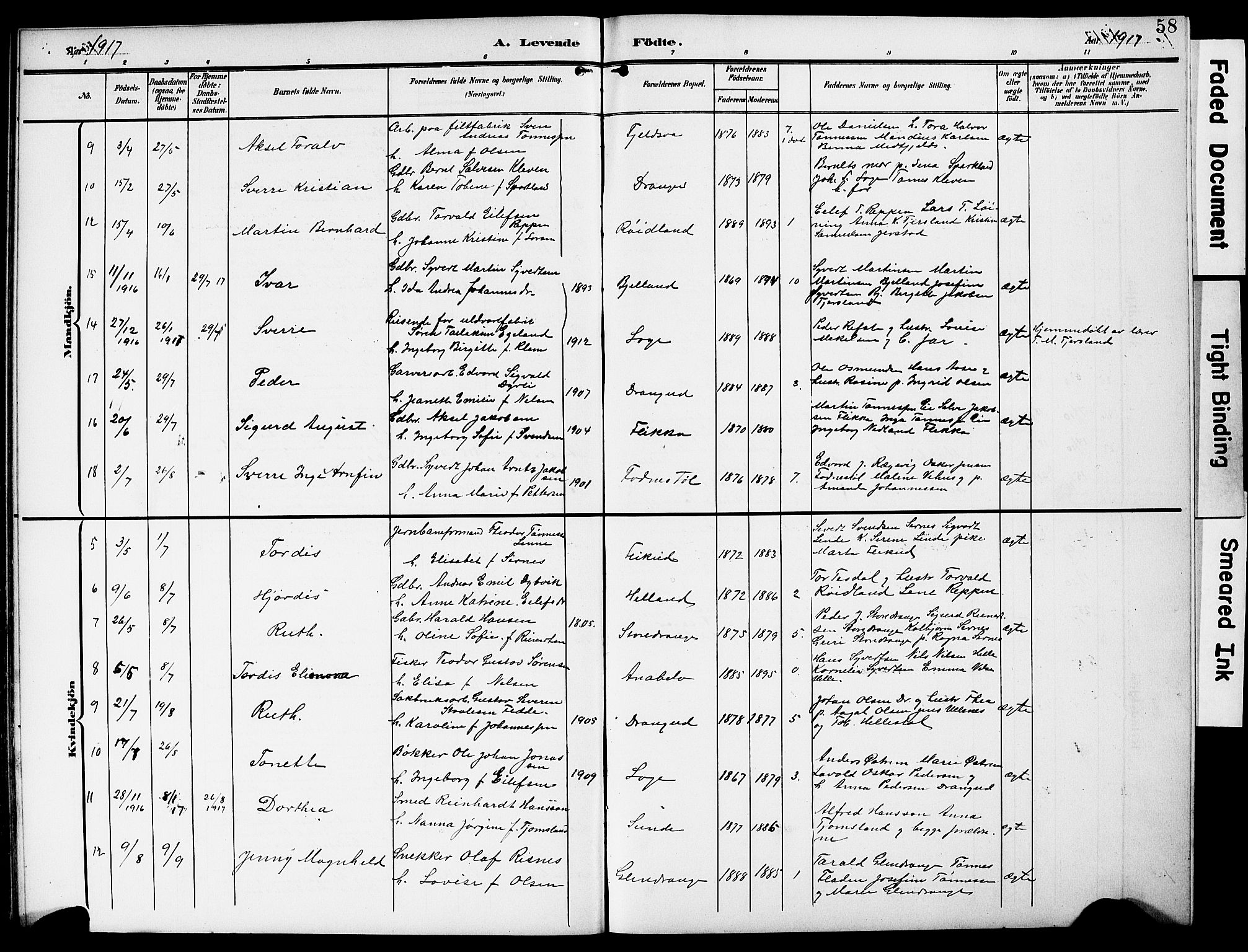 Flekkefjord sokneprestkontor, AV/SAK-1111-0012/F/Fb/Fbc/L0008: Klokkerbok nr. B 8, 1903-1931, s. 58