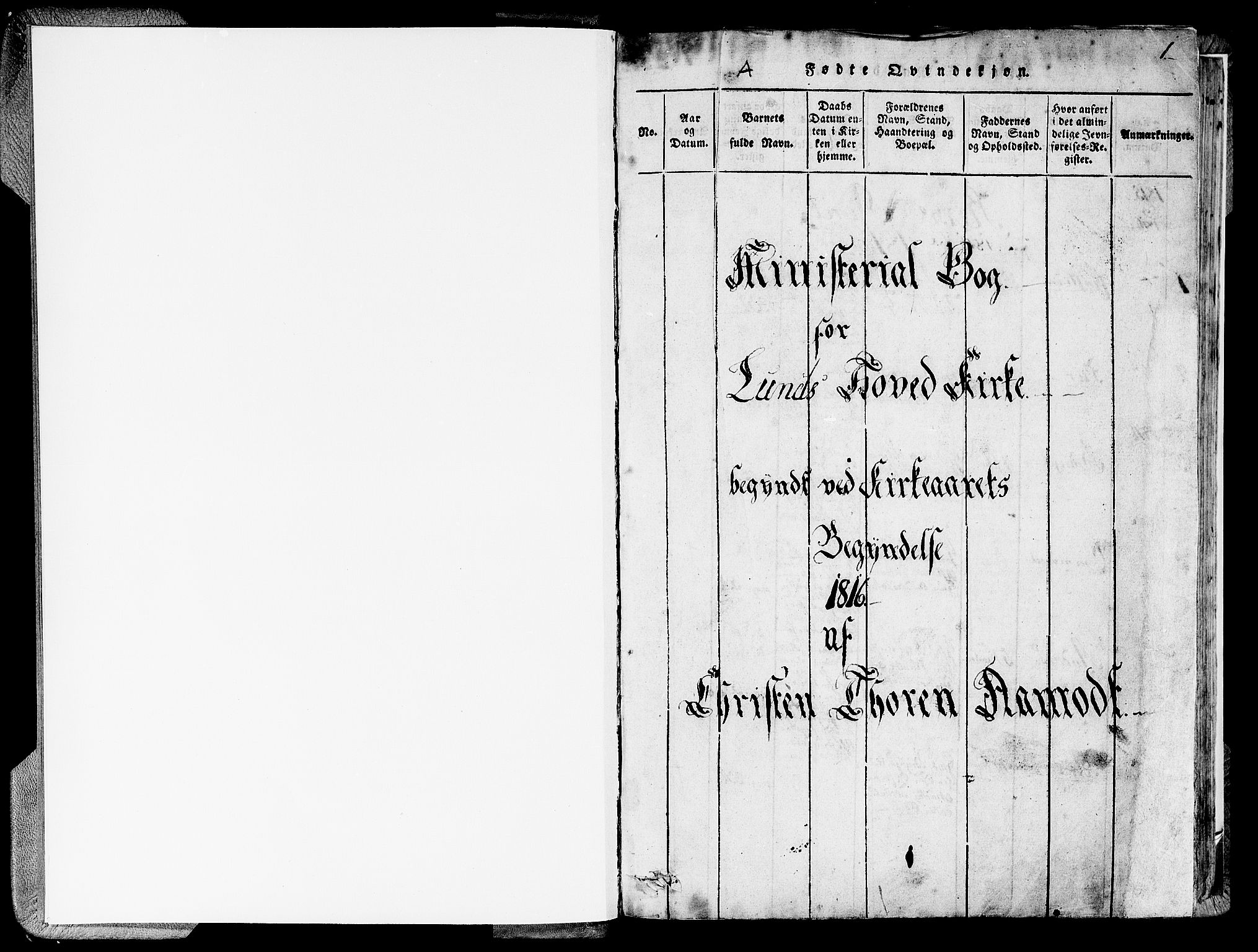 Lund sokneprestkontor, SAST/A-101809/S06/L0005: Ministerialbok nr. A 5, 1815-1833, s. 1