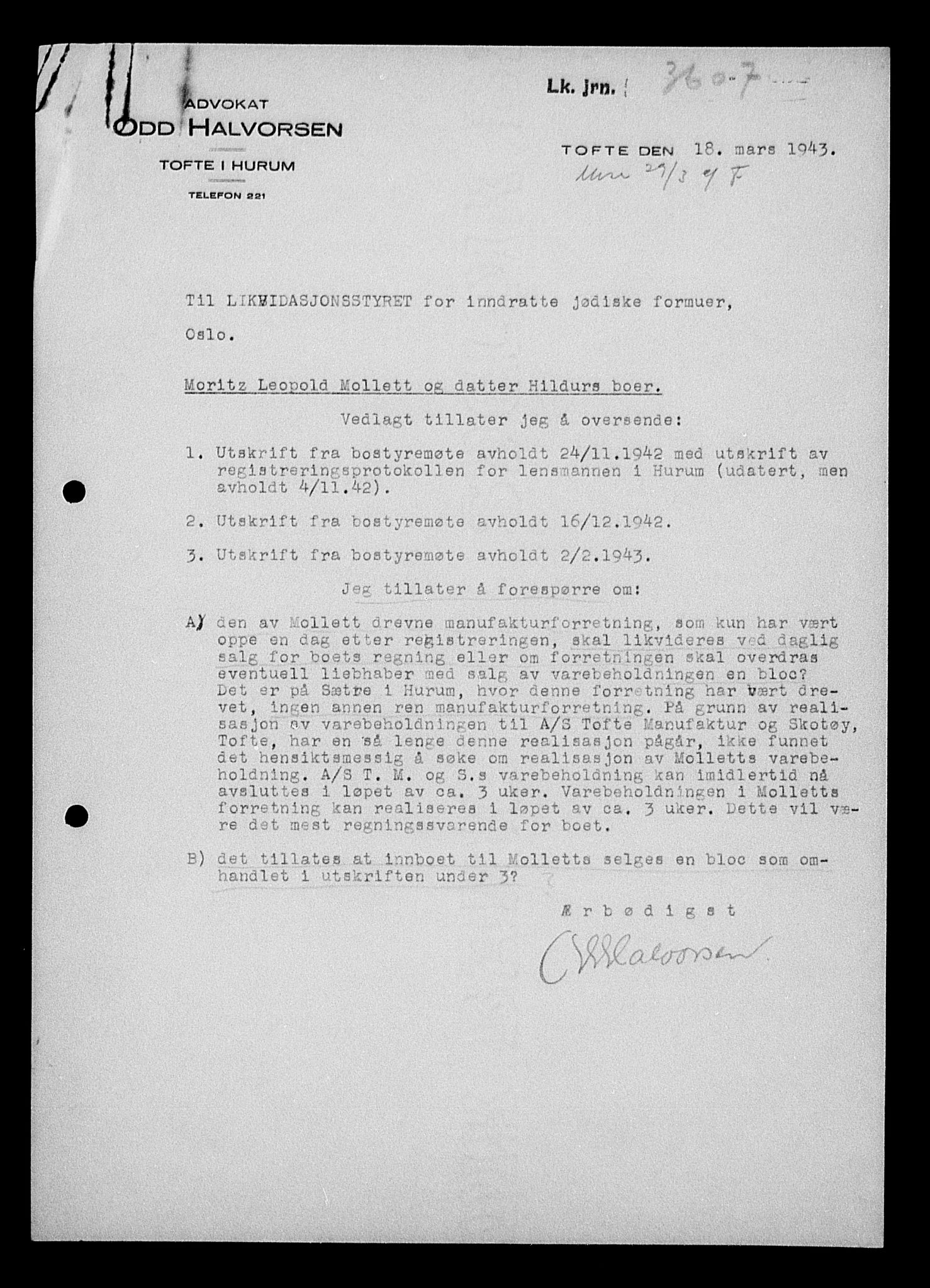 Justisdepartementet, Tilbakeføringskontoret for inndratte formuer, AV/RA-S-1564/H/Hc/Hcd/L1003: --, 1945-1947, s. 289