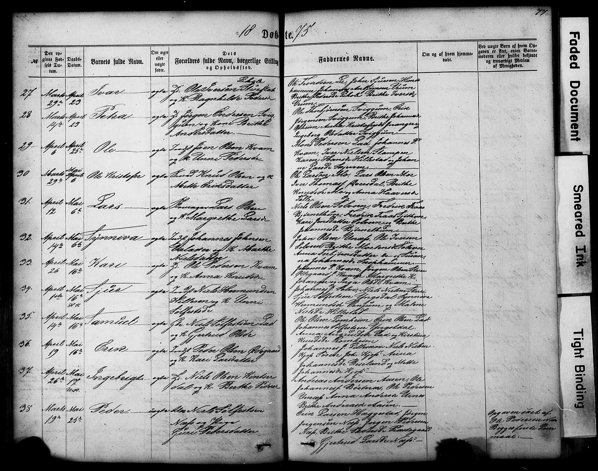 Hafslo sokneprestembete, AV/SAB-A-80301/H/Hab/Haba/L0001: Klokkerbok nr. A 1, 1866-1908, s. 77