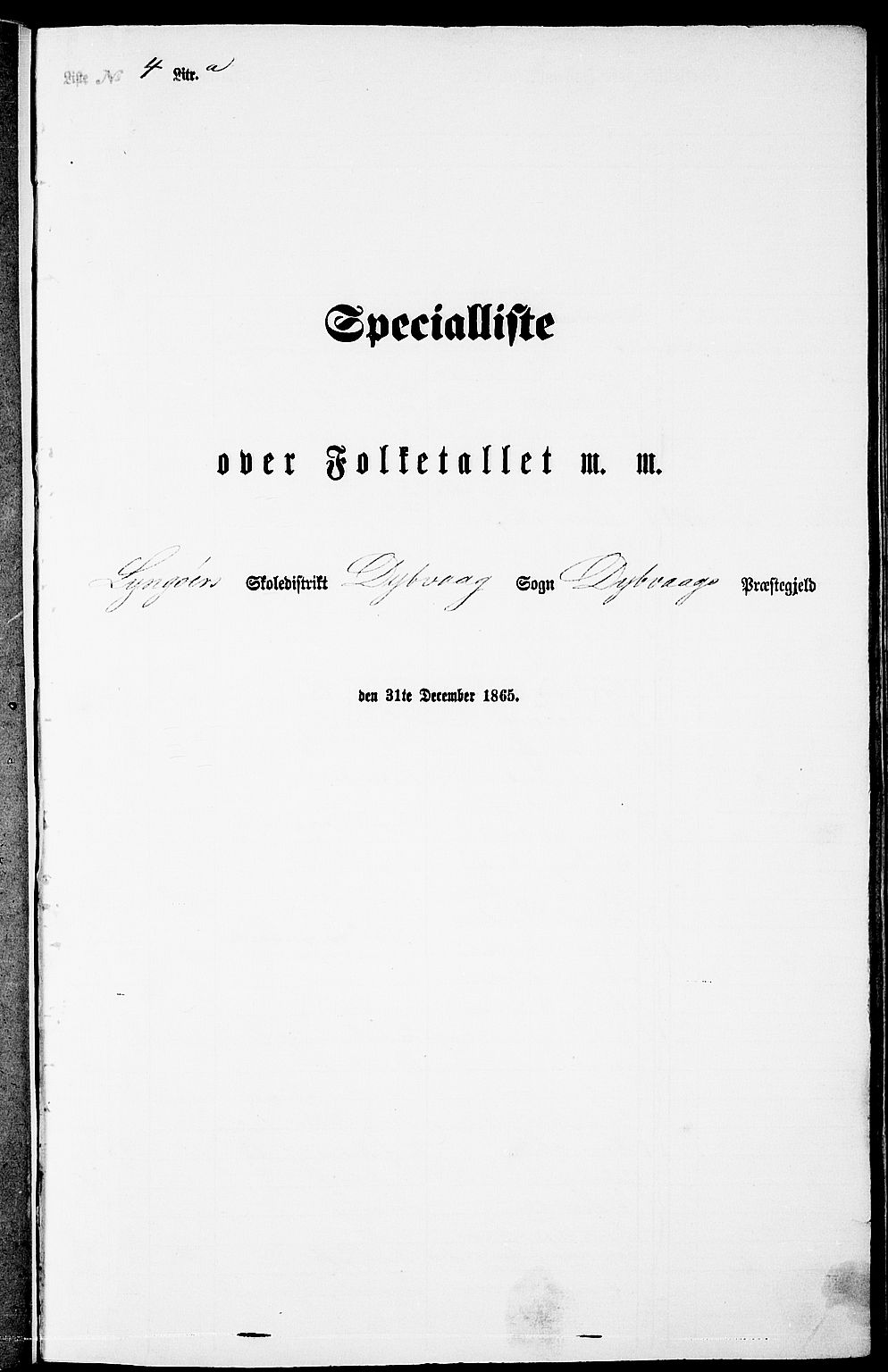 RA, Folketelling 1865 for 0915P Dypvåg prestegjeld, 1865, s. 60