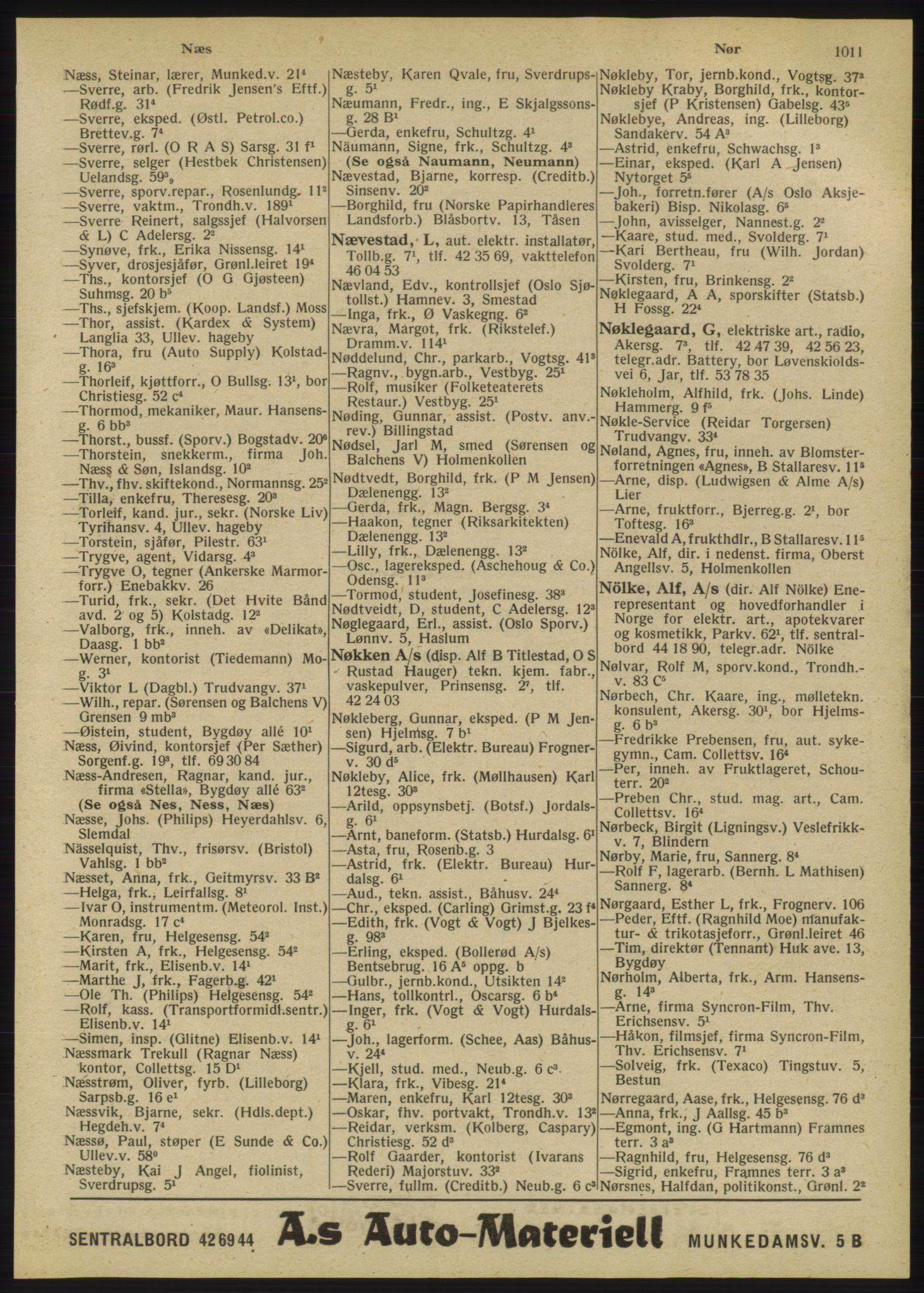 Kristiania/Oslo adressebok, PUBL/-, 1947, s. 1011