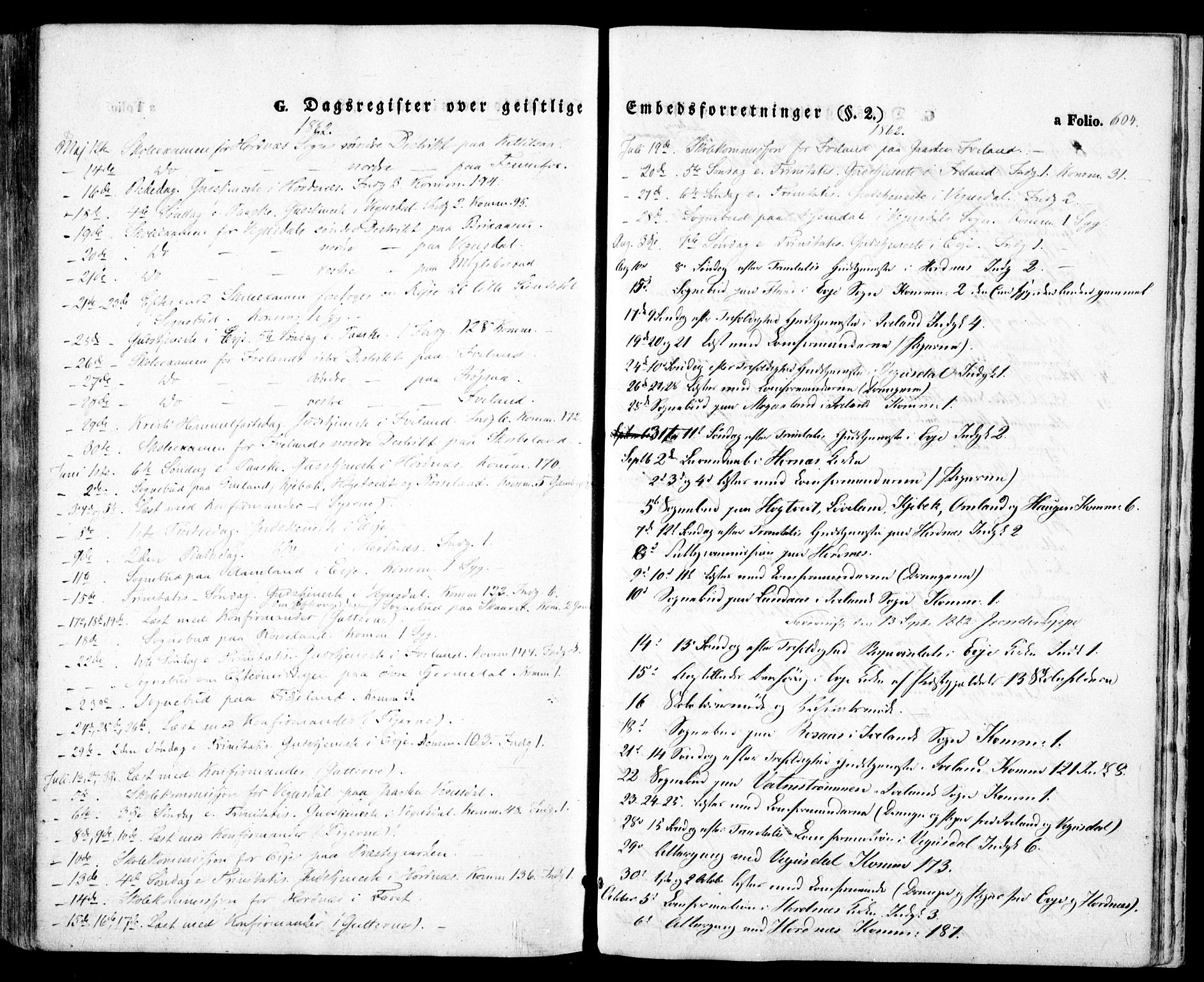 Evje sokneprestkontor, SAK/1111-0008/F/Fa/Faa/L0005: Ministerialbok nr. A 5, 1843-1865, s. 604