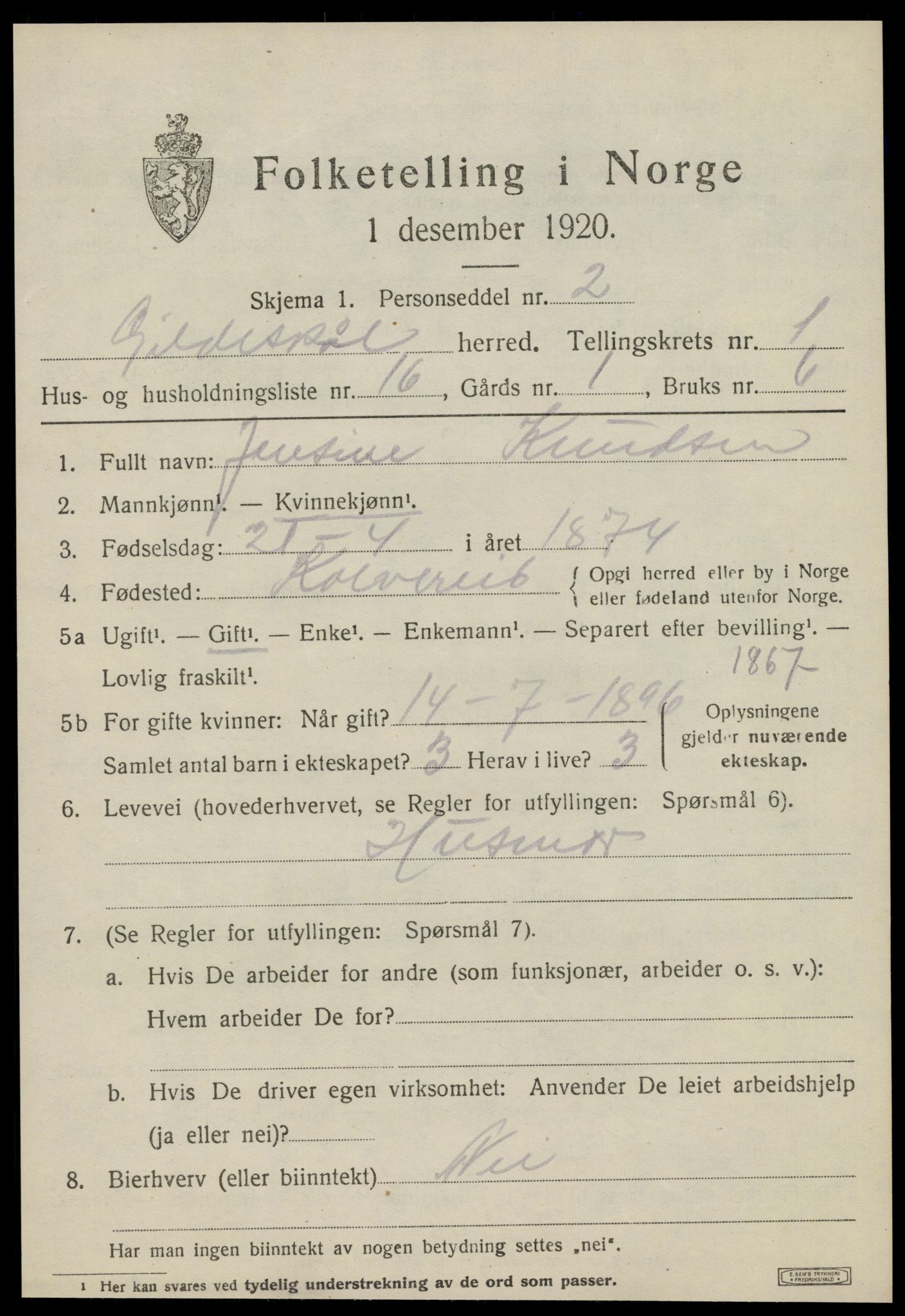 SAT, Folketelling 1920 for 1838 Gildeskål herred, 1920, s. 1802