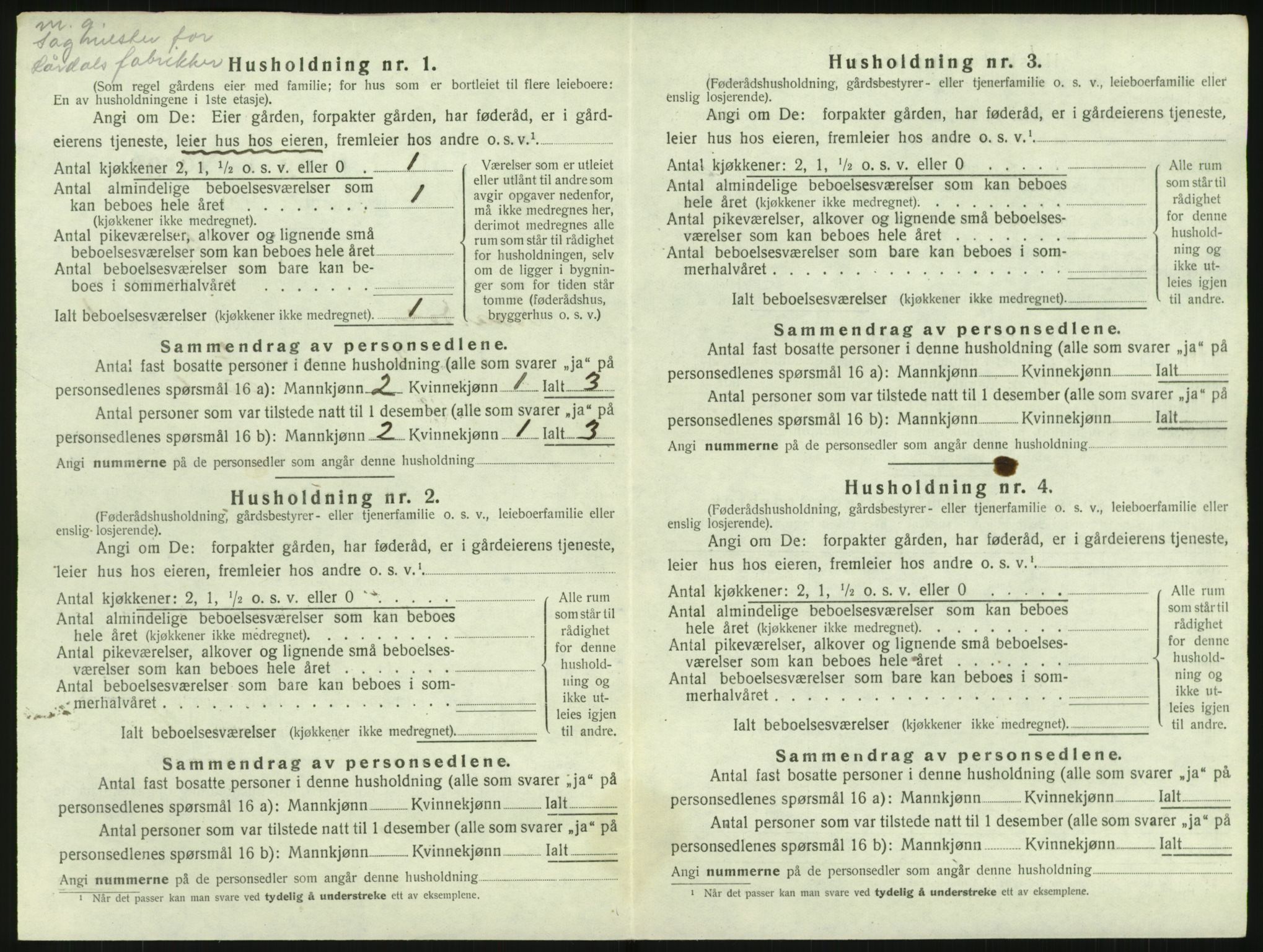 SAKO, Folketelling 1920 for 0833 Lårdal herred, 1920, s. 54