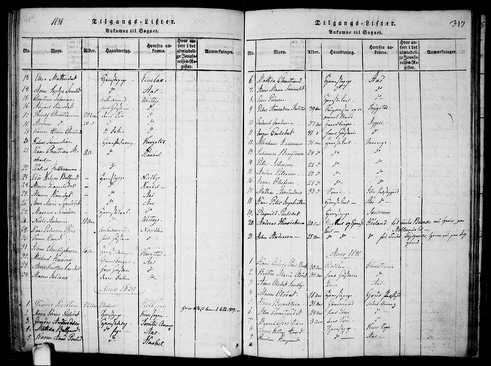 Drøbak prestekontor Kirkebøker, SAO/A-10142a/F/Fa/L0001: Ministerialbok nr. I 1, 1816-1842, s. 317