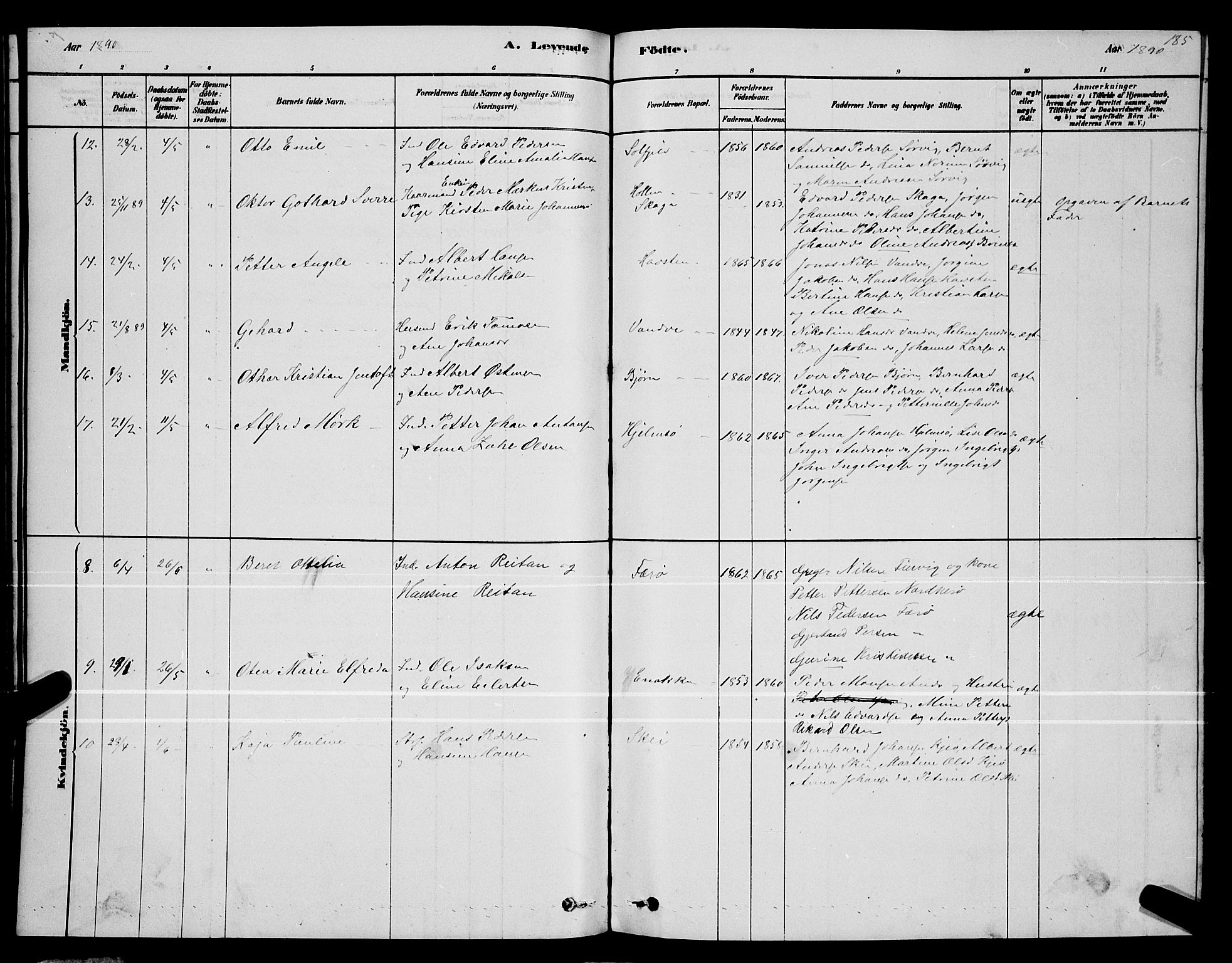 Ministerialprotokoller, klokkerbøker og fødselsregistre - Nordland, AV/SAT-A-1459/834/L0513: Klokkerbok nr. 834C04, 1877-1892, s. 185