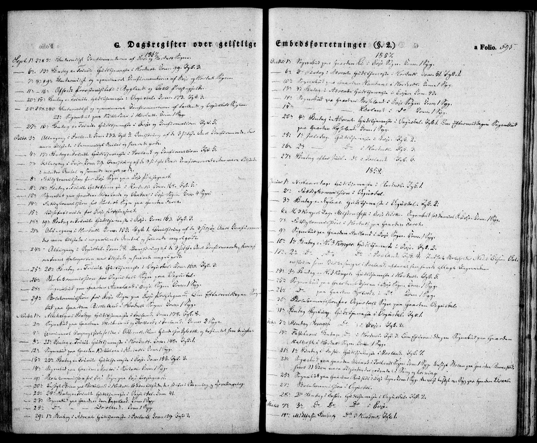 Evje sokneprestkontor, SAK/1111-0008/F/Fa/Faa/L0005: Ministerialbok nr. A 5, 1843-1865, s. 595