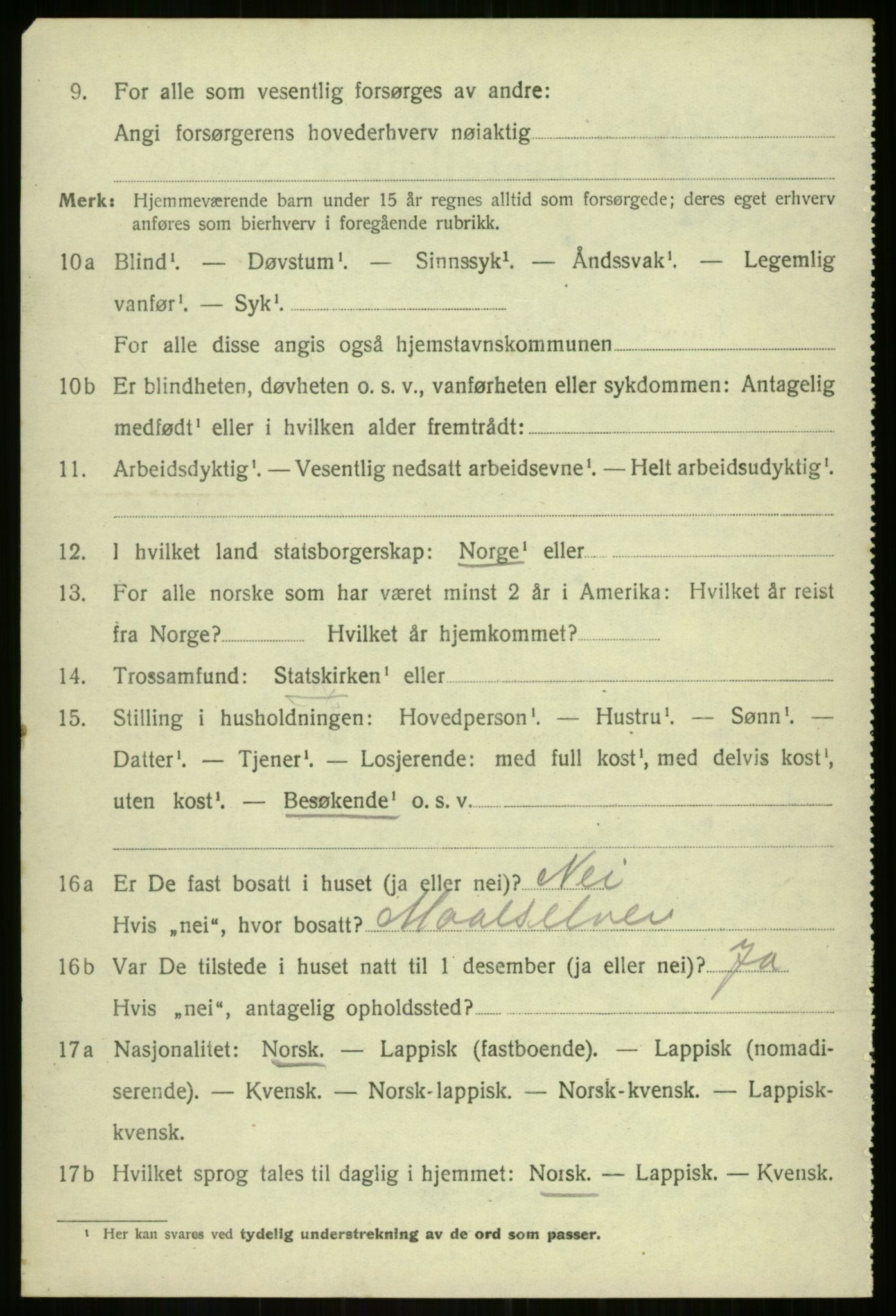SATØ, Folketelling 1920 for 1933 Balsfjord herred, 1920, s. 3821