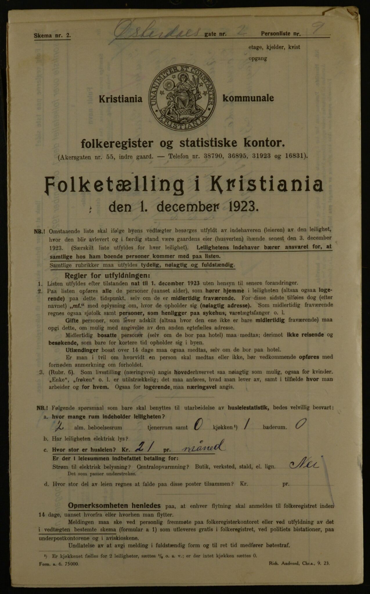 OBA, Kommunal folketelling 1.12.1923 for Kristiania, 1923, s. 142182