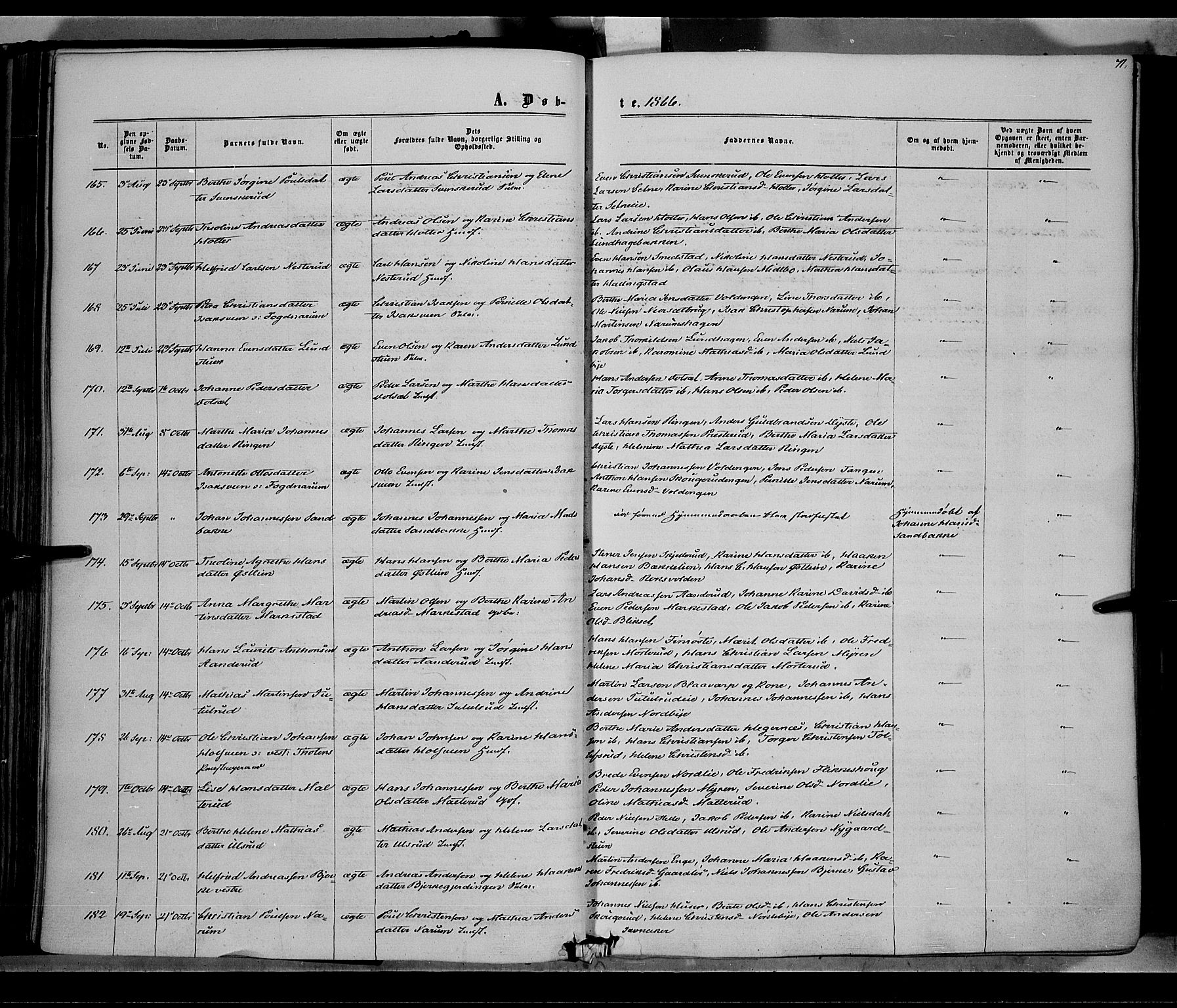 Vestre Toten prestekontor, AV/SAH-PREST-108/H/Ha/Haa/L0007: Ministerialbok nr. 7, 1862-1869, s. 71