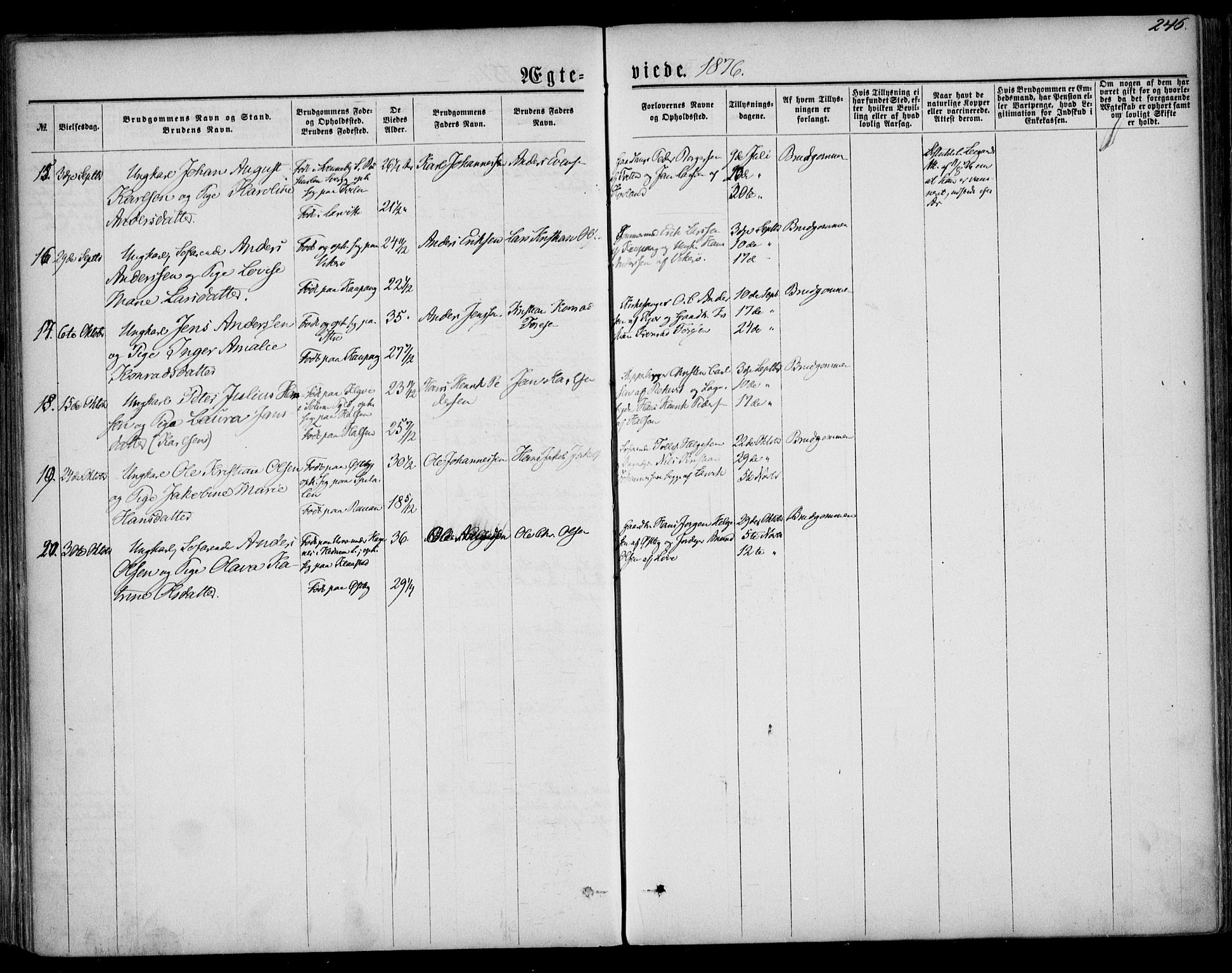 Tjølling kirkebøker, AV/SAKO-A-60/F/Fa/L0007: Ministerialbok nr. 7, 1860-1876, s. 246