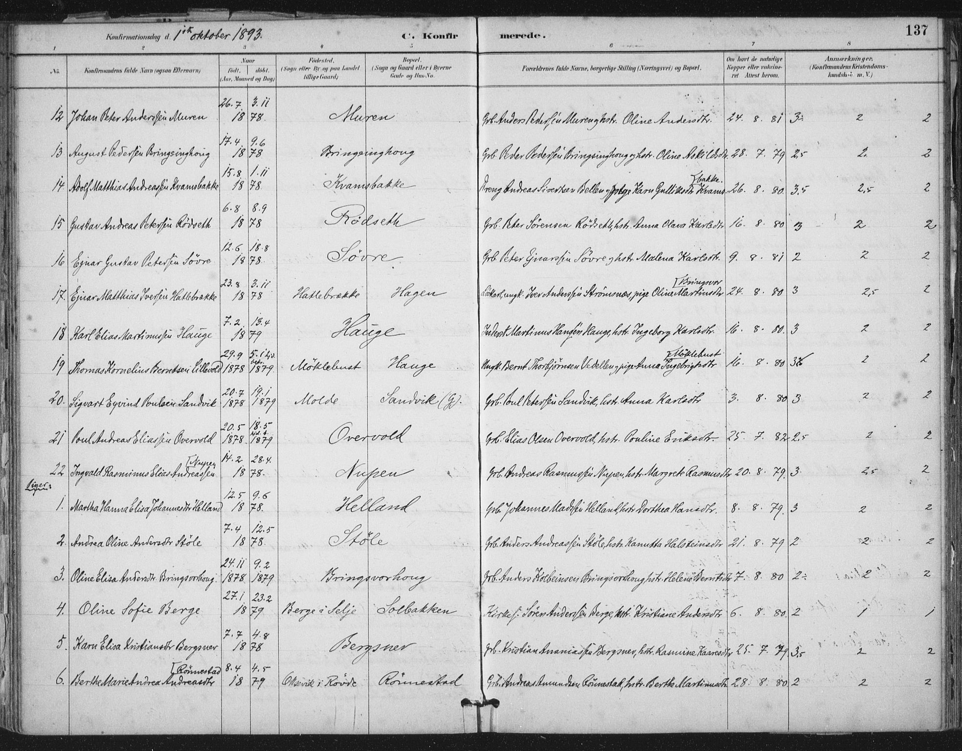 Ministerialprotokoller, klokkerbøker og fødselsregistre - Møre og Romsdal, SAT/A-1454/503/L0037: Ministerialbok nr. 503A05, 1884-1900, s. 137