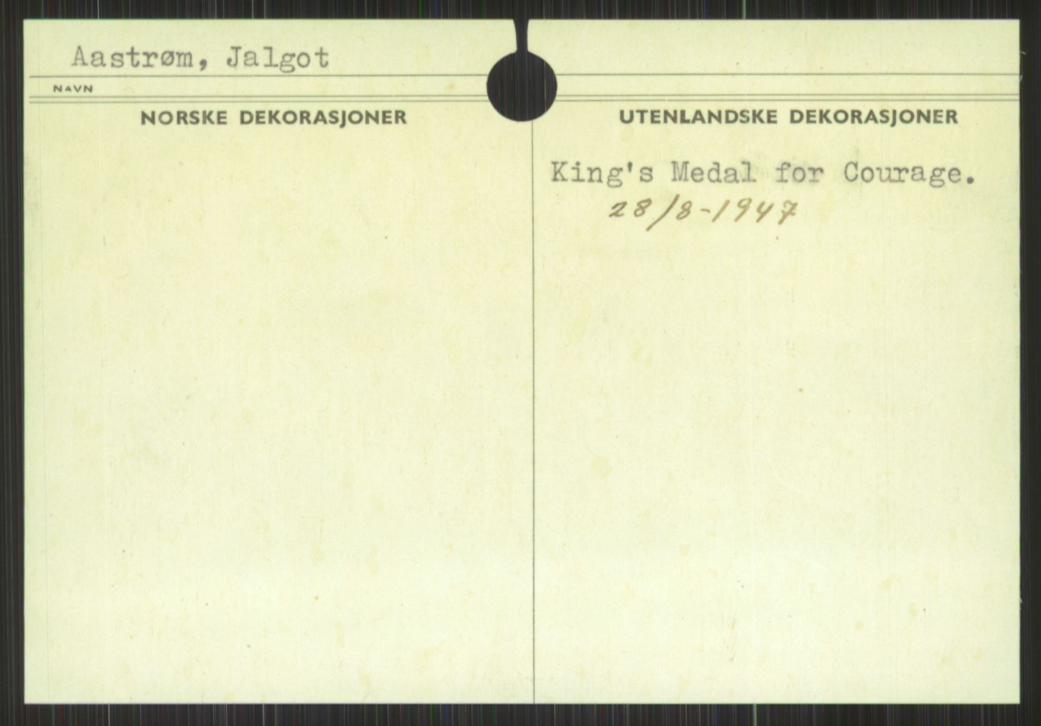 Forsvaret, Krigsdekorasjonskanselliet, AV/RA-RAFA-5156/G/Gd/L0001: Diverse registre, 1944-1956, s. 181