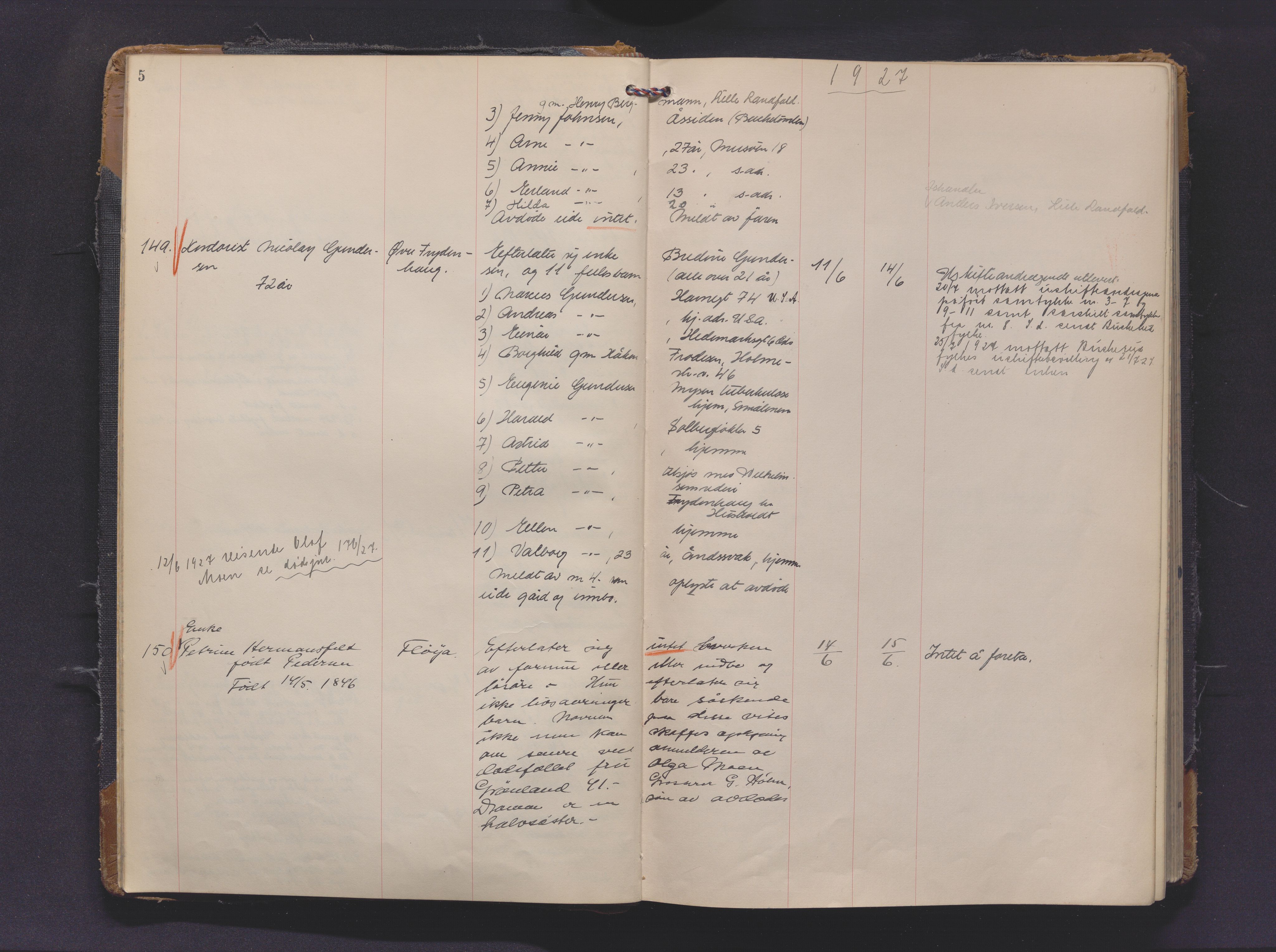 Drammen byfogd, AV/SAKO-A-222/H/Ha/Haa/L0016: Dødsjournal., 1927-1930, s. 5