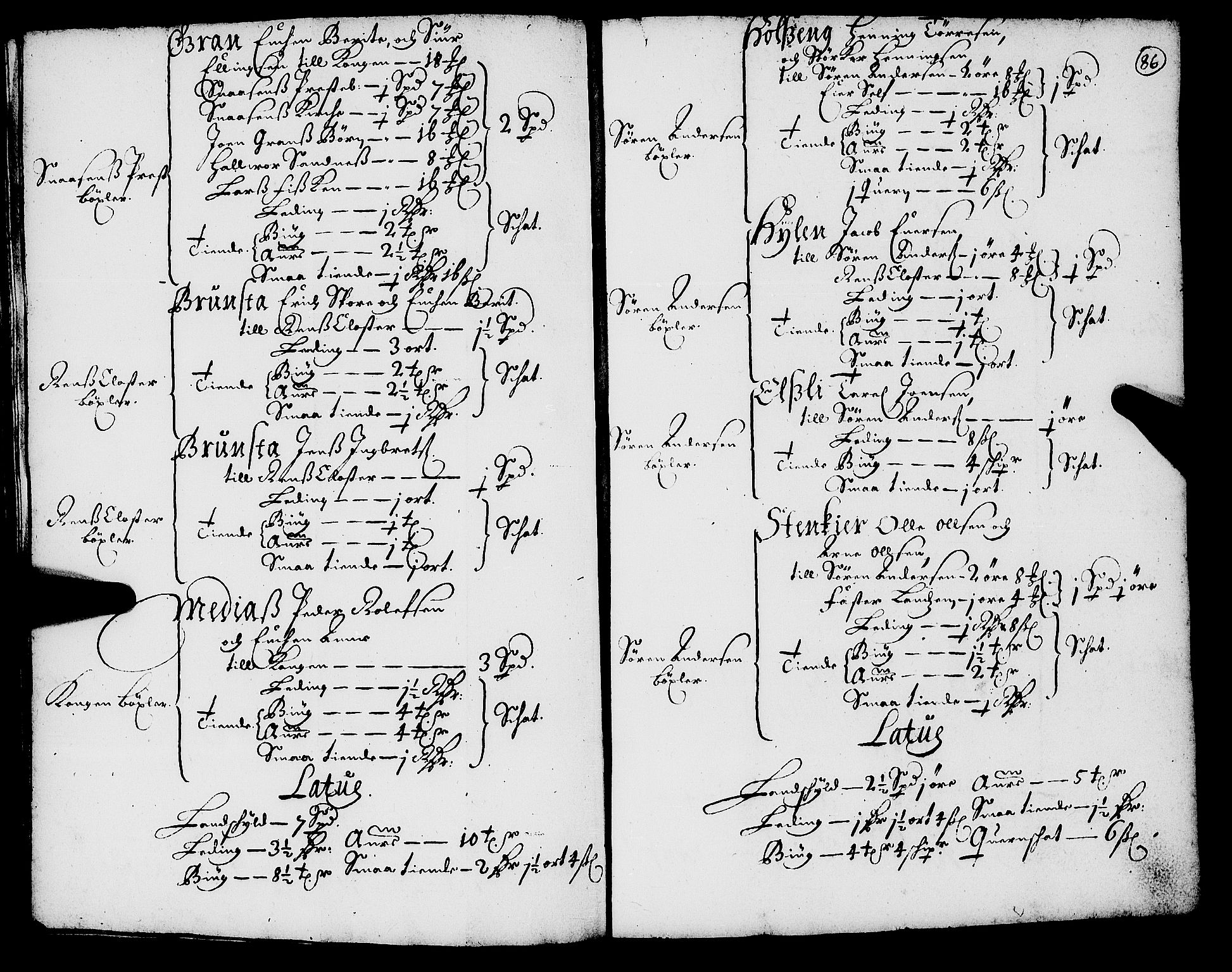 Rentekammeret inntil 1814, Realistisk ordnet avdeling, RA/EA-4070/N/Nb/Nba/L0055: Inderøy len, 1668, s. 85b-86a