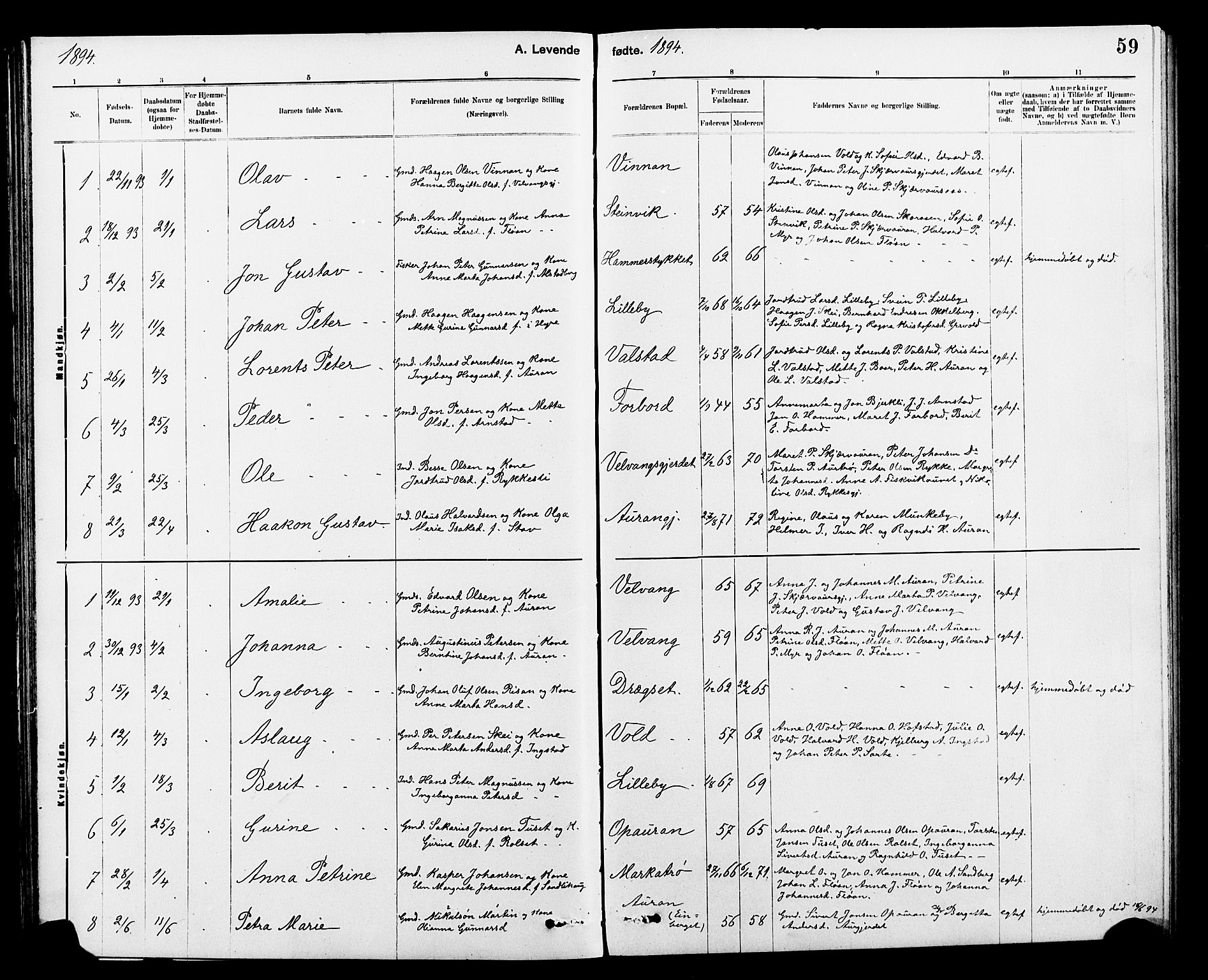 Ministerialprotokoller, klokkerbøker og fødselsregistre - Nord-Trøndelag, SAT/A-1458/712/L0103: Klokkerbok nr. 712C01, 1878-1917, s. 59
