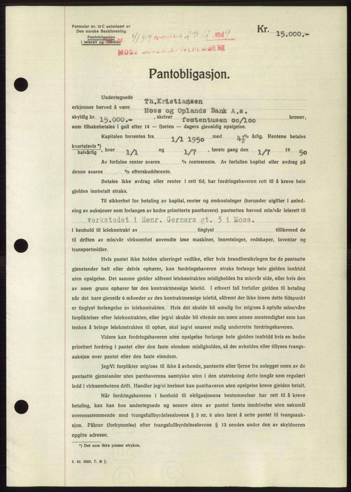 Moss sorenskriveri, SAO/A-10168: Pantebok nr. B23, 1949-1950, Dagboknr: 4147/1949