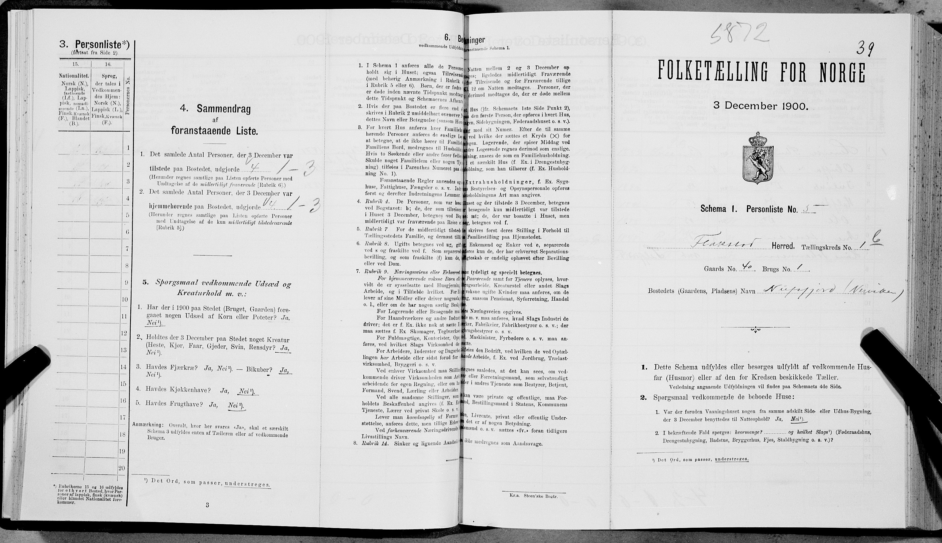 SAT, Folketelling 1900 for 1859 Flakstad herred, 1900, s. 58