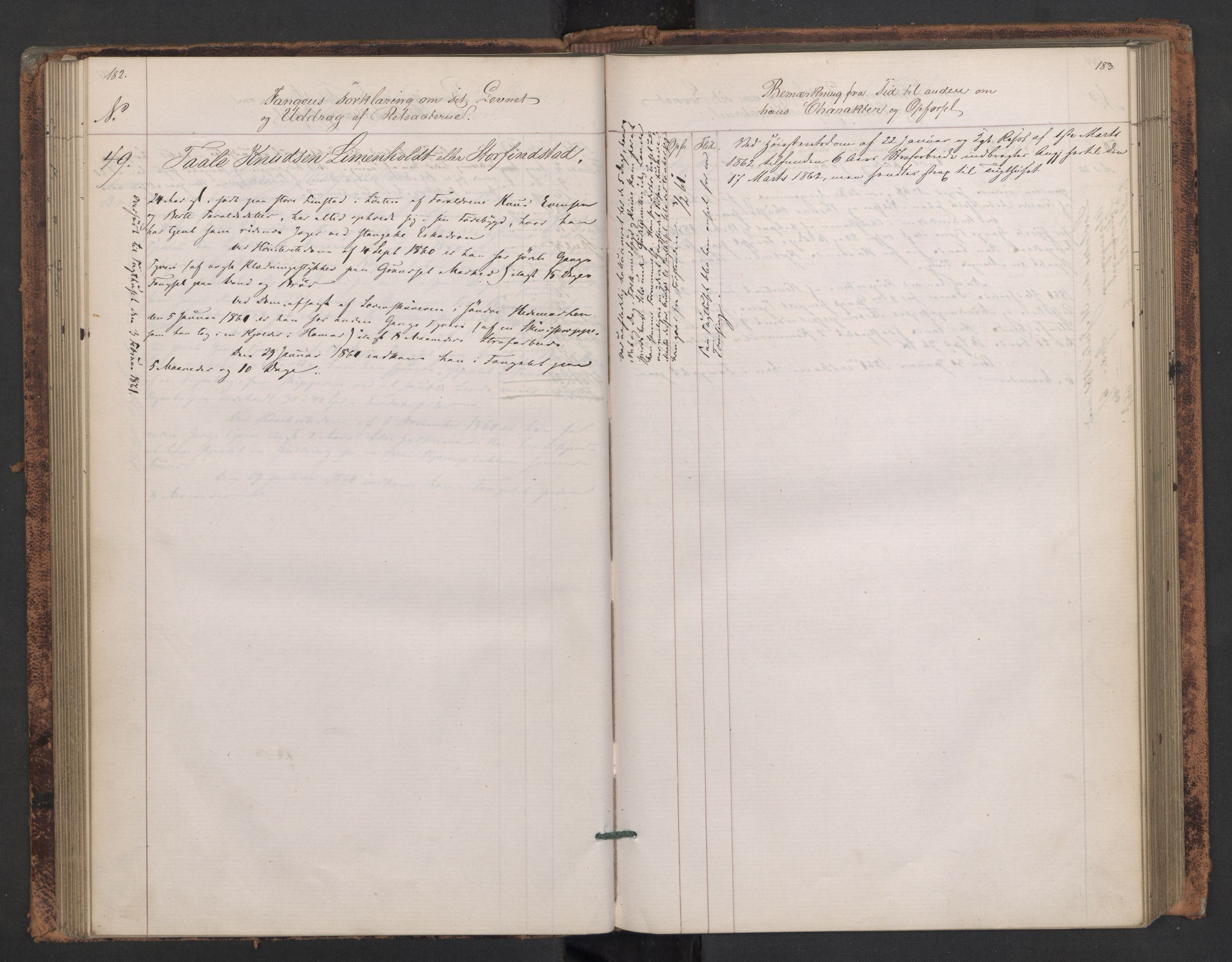 Botsfengslet, AV/RA-S-1539/D/Db/Dbb/L0007: 945b - 258c, 1860-1862, s. 182-183