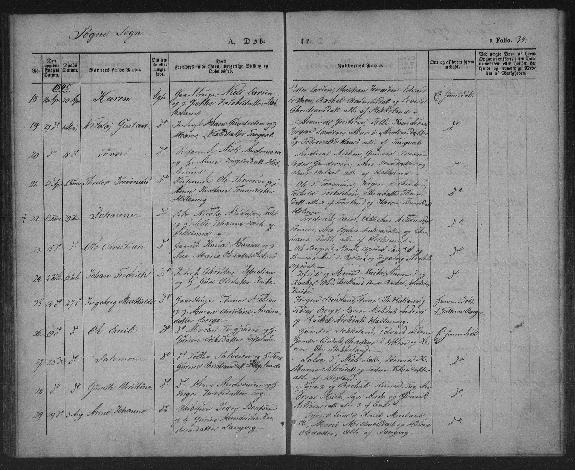 Søgne sokneprestkontor, AV/SAK-1111-0037/F/Fa/Fab/L0009: Ministerialbok nr. A 9, 1838-1853, s. 34