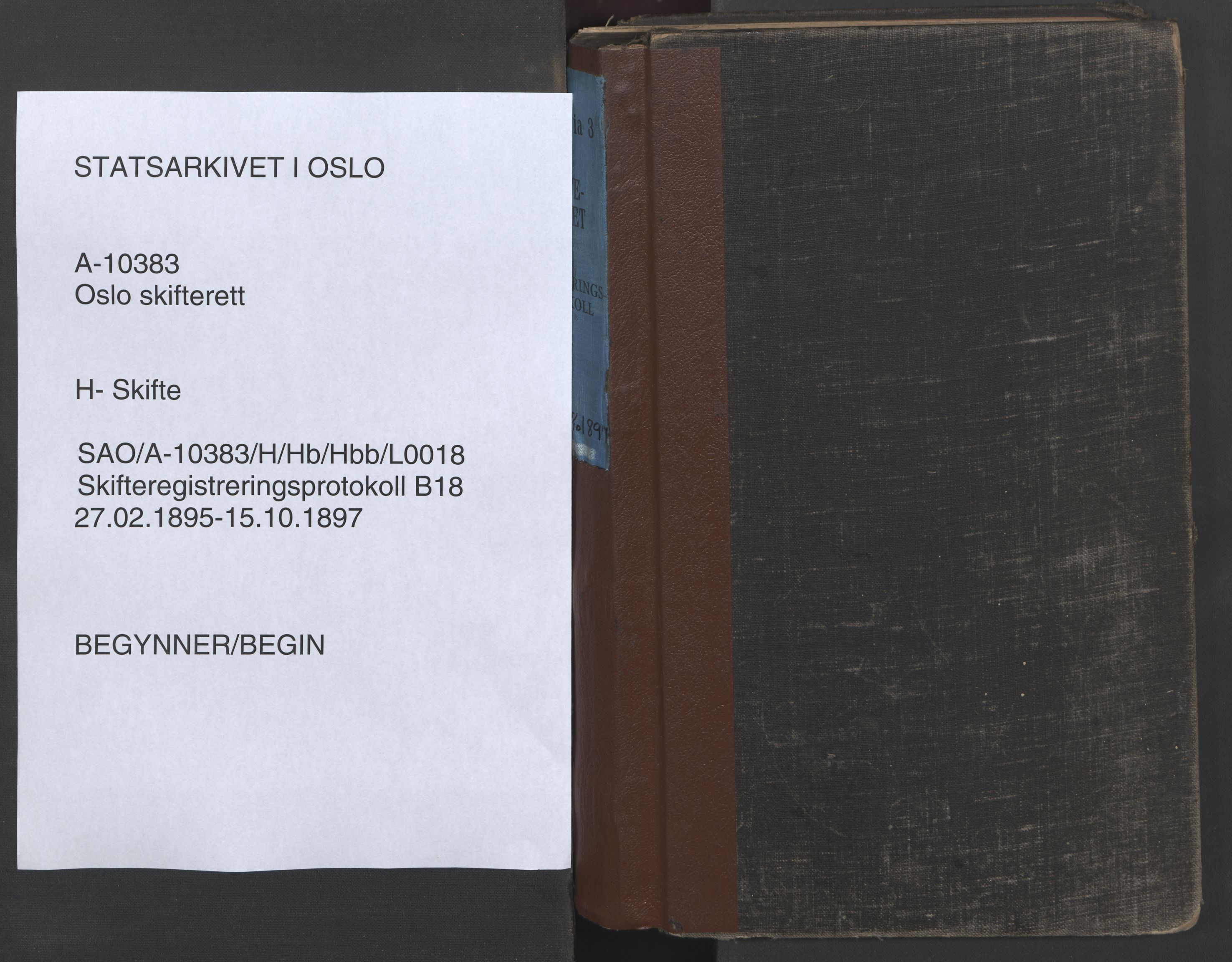 Oslo skifterett, SAO/A-10383/H/Hb/Hbb/L0018: Skifteregistreringsprotokoll, 1895-1897