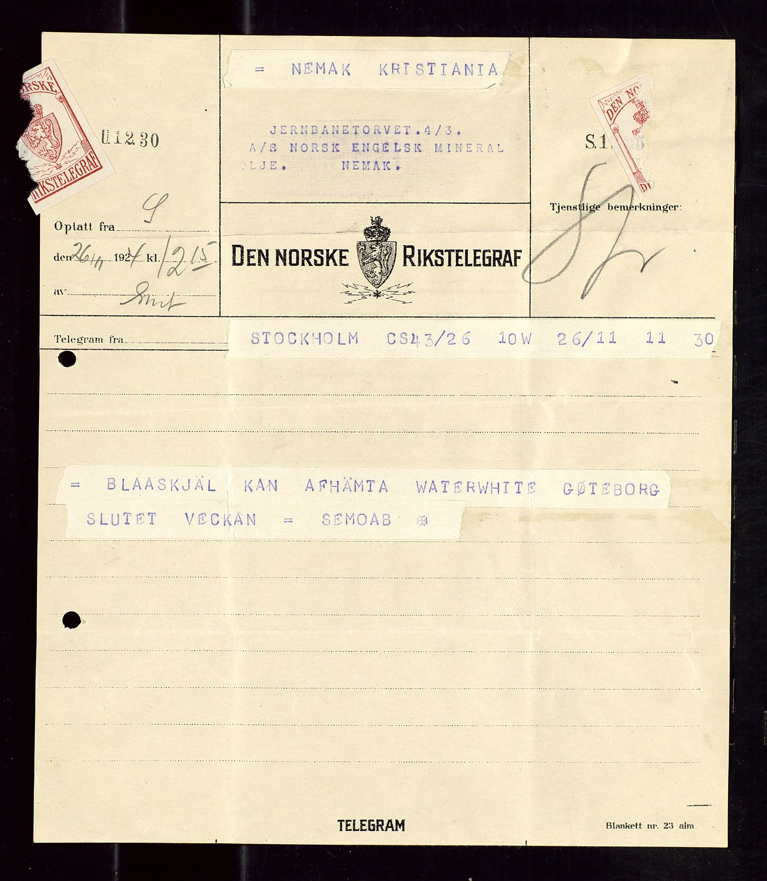 Pa 1521 - A/S Norske Shell, SAST/A-101915/E/Ea/Eaa/L0013: Sjefskorrespondanse, 1924, s. 191