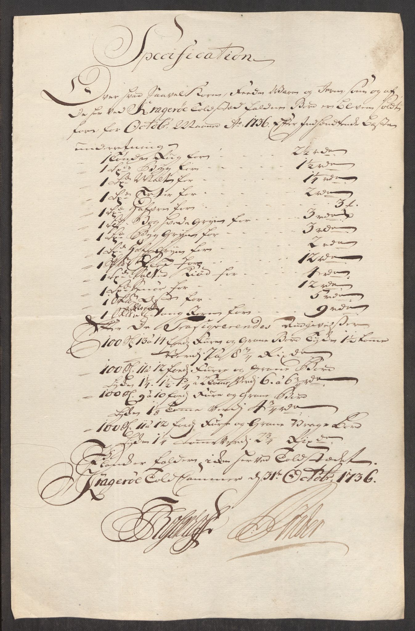 Rentekammeret inntil 1814, Realistisk ordnet avdeling, RA/EA-4070/Oe/L0001: [Ø1]: Priskuranter, 1712-1739, s. 395
