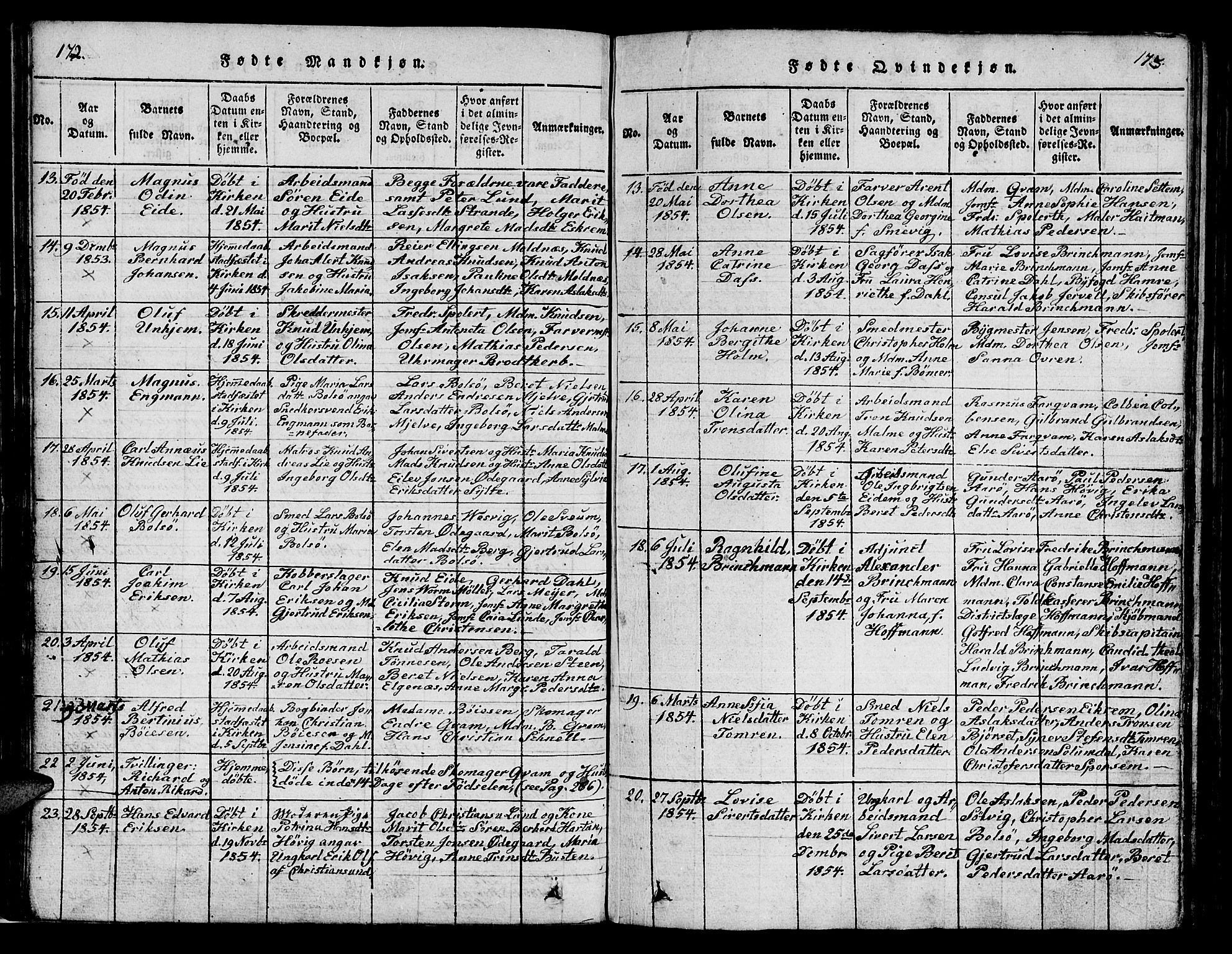 Ministerialprotokoller, klokkerbøker og fødselsregistre - Møre og Romsdal, AV/SAT-A-1454/558/L0700: Klokkerbok nr. 558C01, 1818-1868, s. 172-173