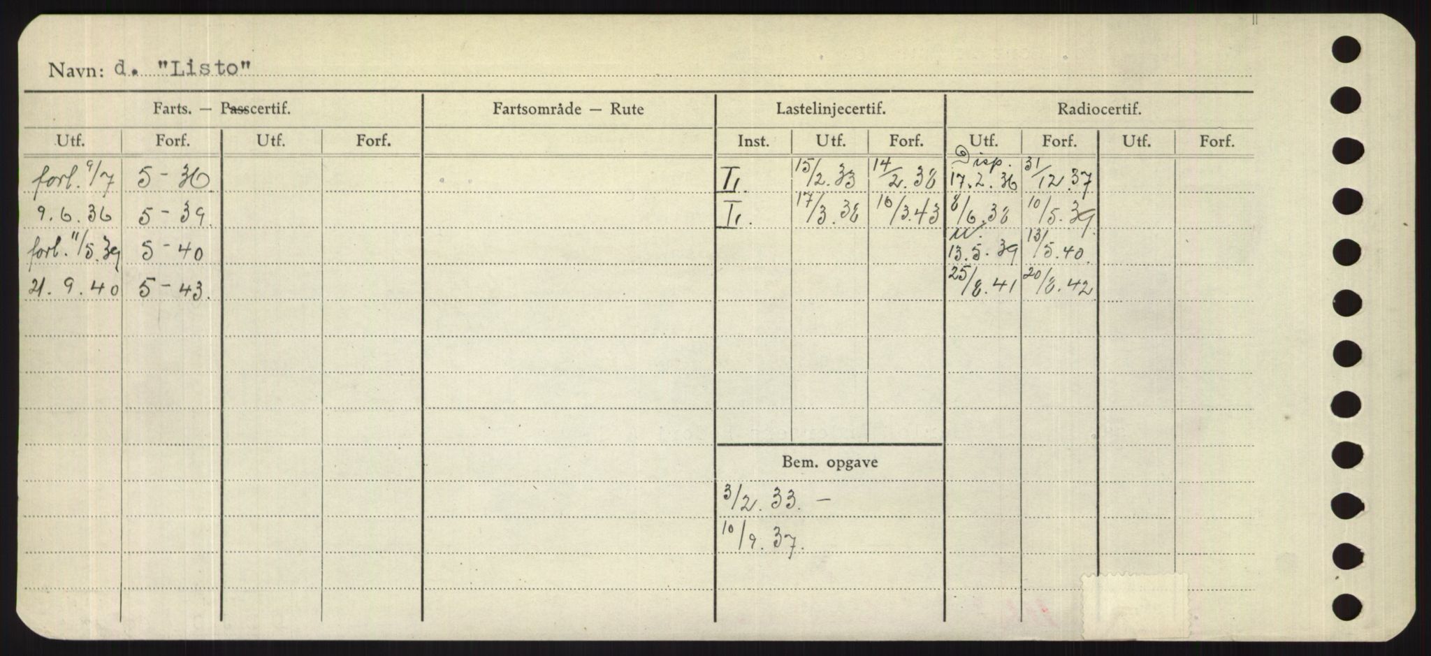 Sjøfartsdirektoratet med forløpere, Skipsmålingen, RA/S-1627/H/Hd/L0023: Fartøy, Lia-Løv, s. 234