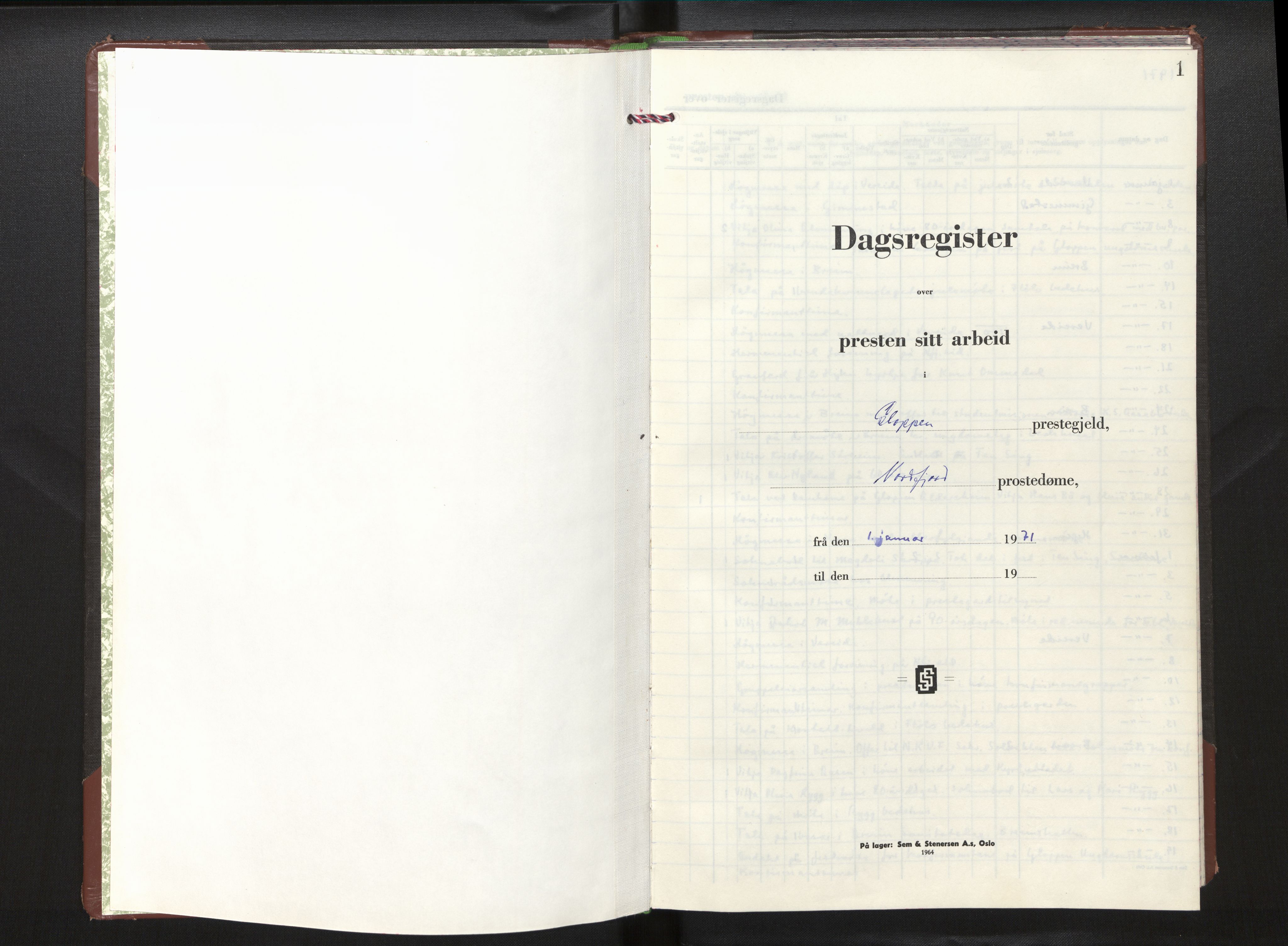 Gloppen sokneprestembete, AV/SAB-A-80101/H/Hac/L0008: Residerende kapellans bok nr. A 8, 1971-1984, s. 1a