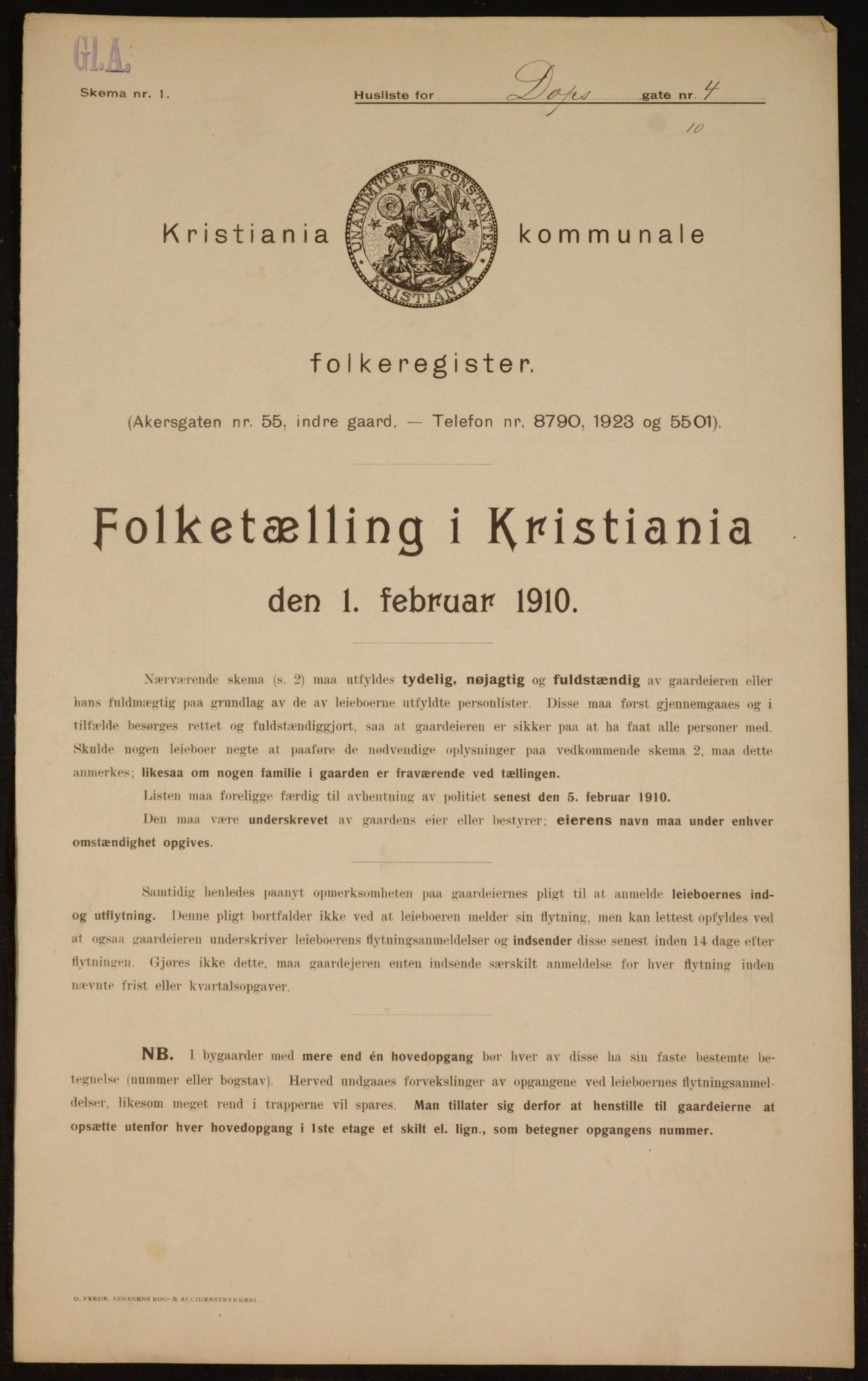 OBA, Kommunal folketelling 1.2.1910 for Kristiania, 1910, s. 15188