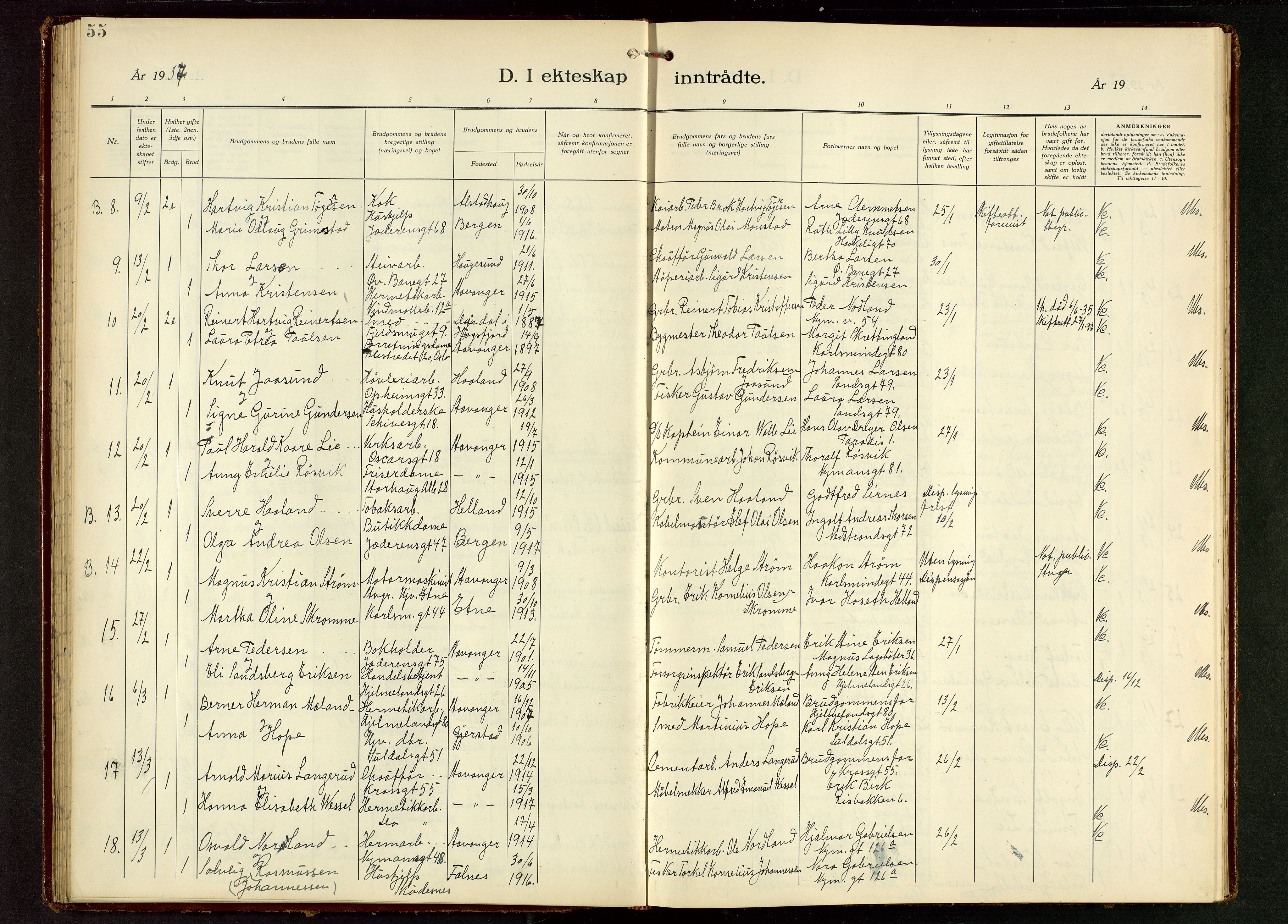 St. Johannes sokneprestkontor, SAST/A-101814/001/30/30BB/L0010: Klokkerbok nr. B 10, 1933-1946, s. 55