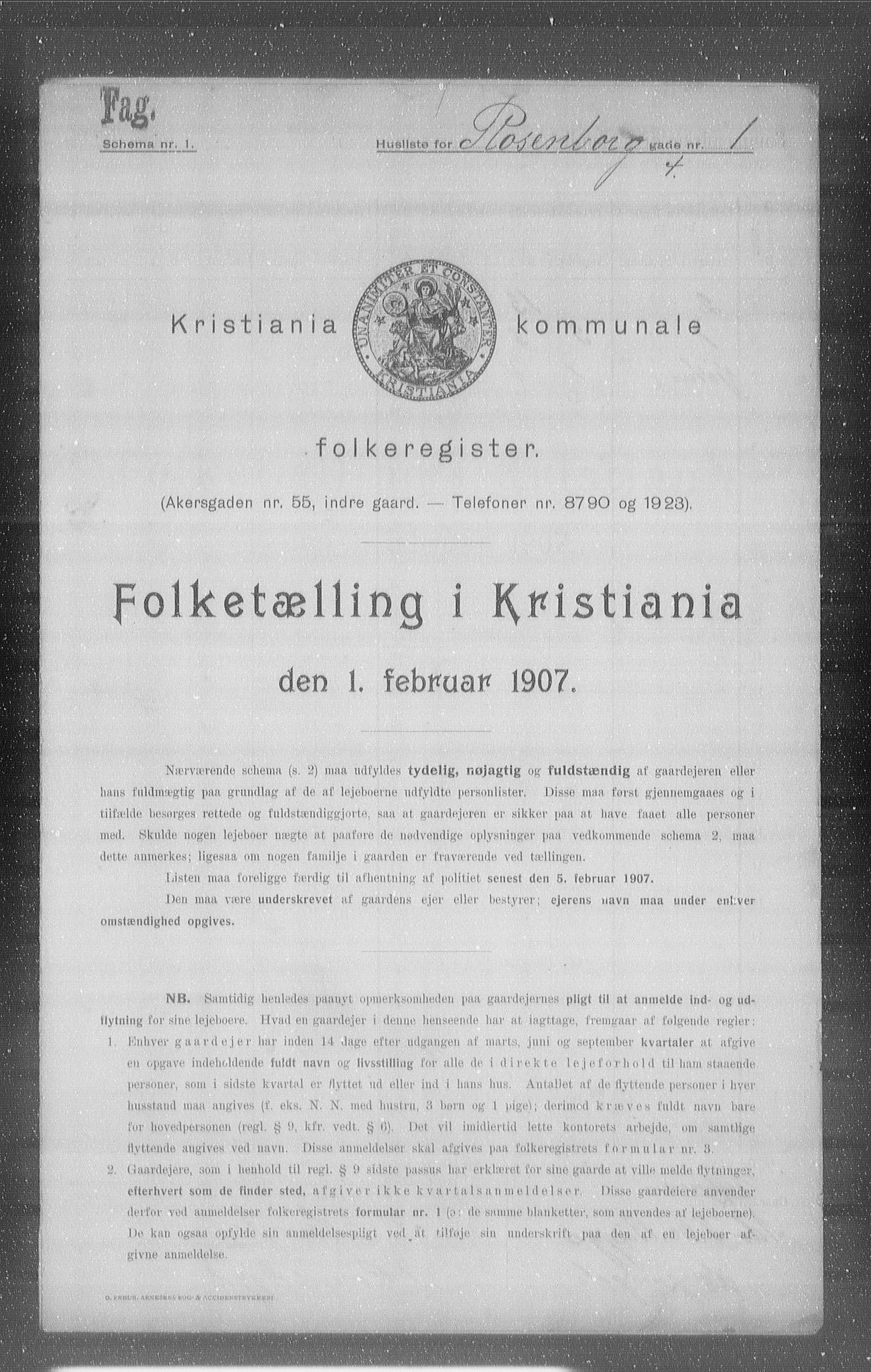 OBA, Kommunal folketelling 1.2.1907 for Kristiania kjøpstad, 1907, s. 42534