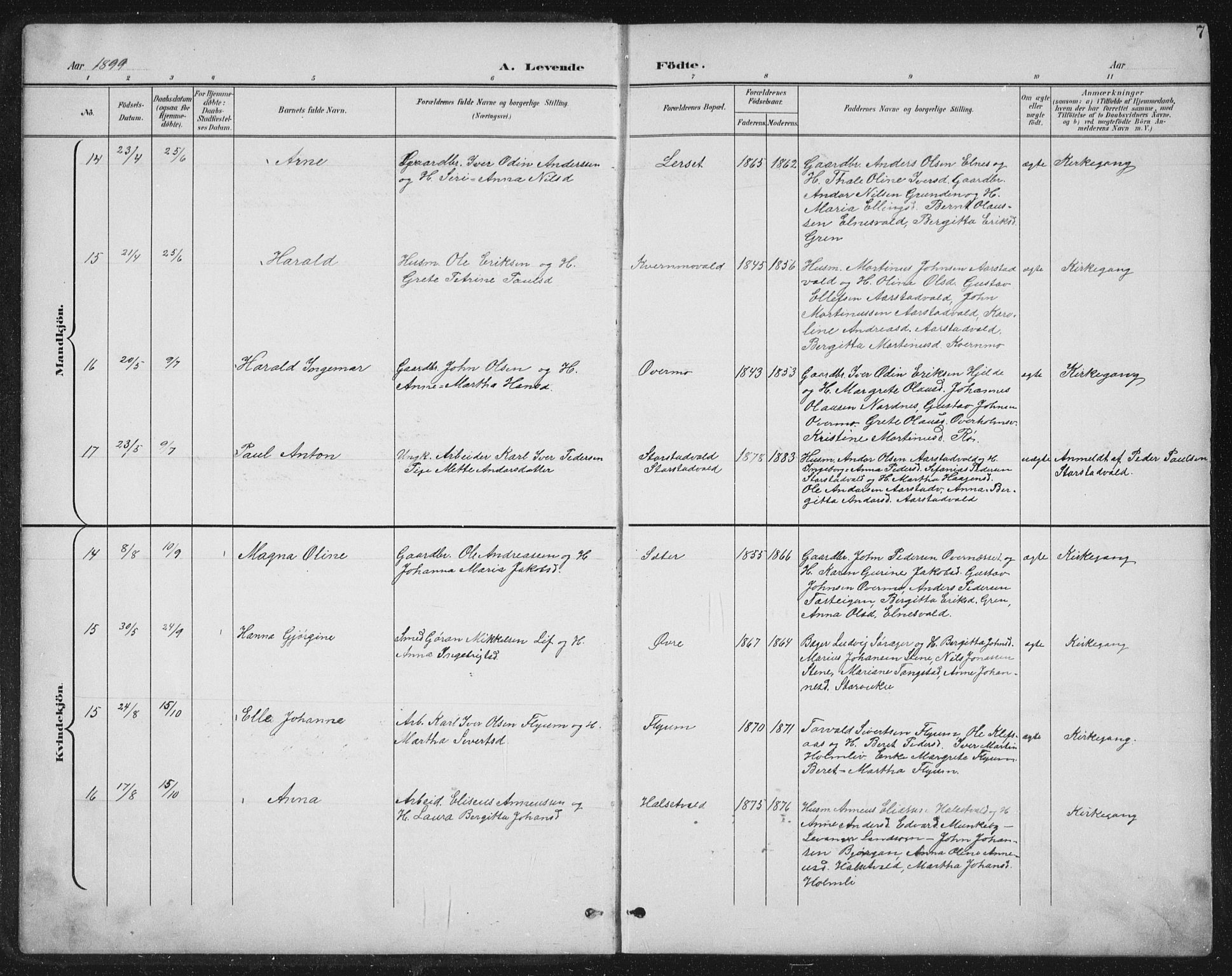 Ministerialprotokoller, klokkerbøker og fødselsregistre - Nord-Trøndelag, AV/SAT-A-1458/724/L0269: Klokkerbok nr. 724C05, 1899-1920, s. 7